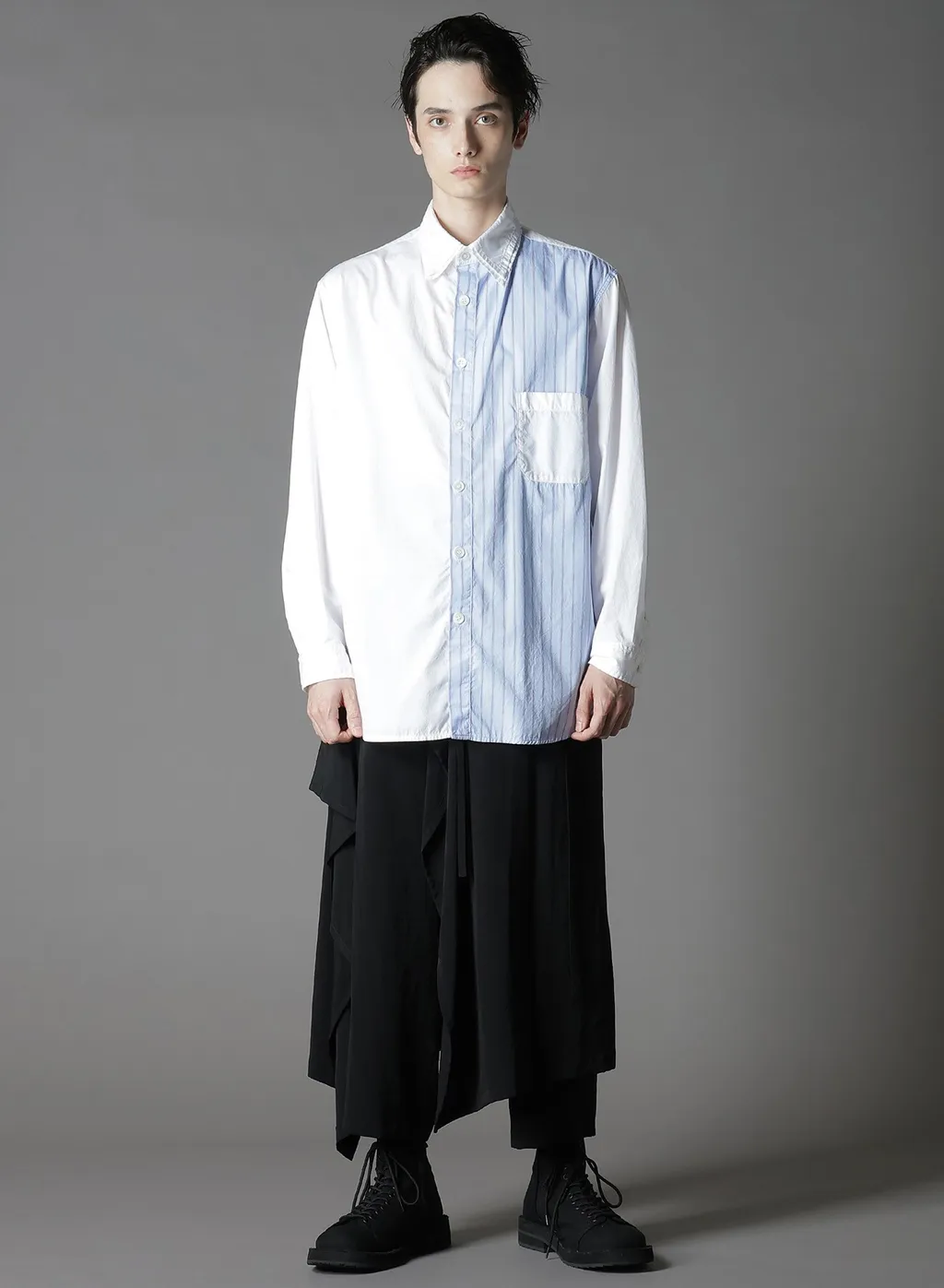 Cotton Broad + Stripe Switching Long Sleeve Shirts