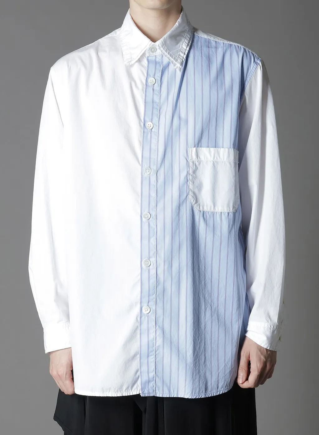 Cotton Broad + Stripe Switching Long Sleeve Shirts