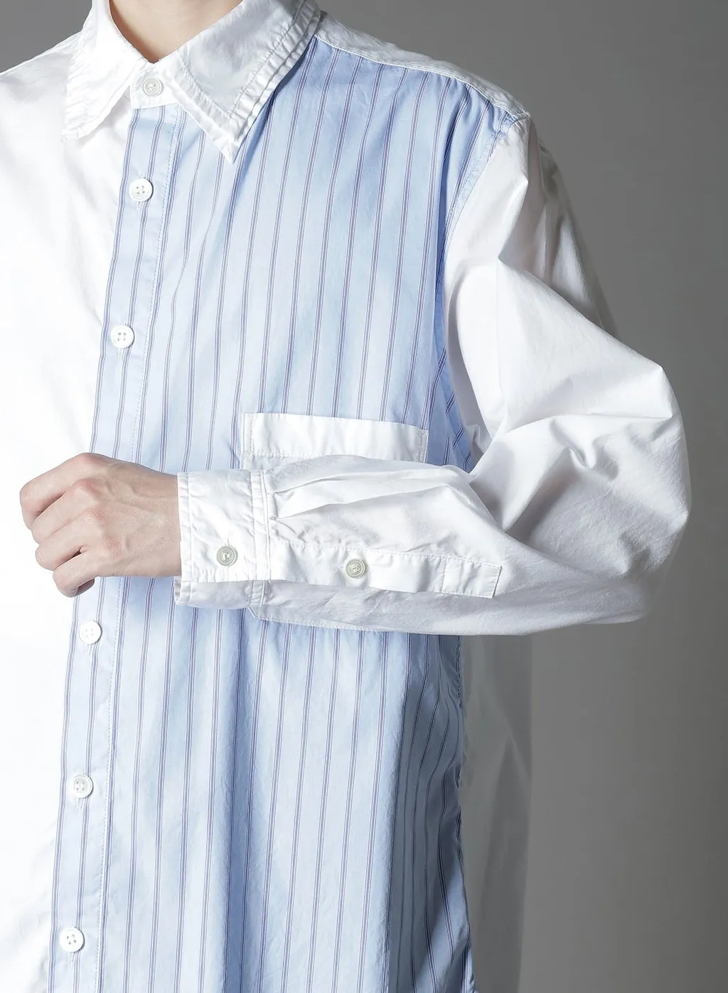 Cotton Broad + Stripe Switching Long Sleeve Shirts