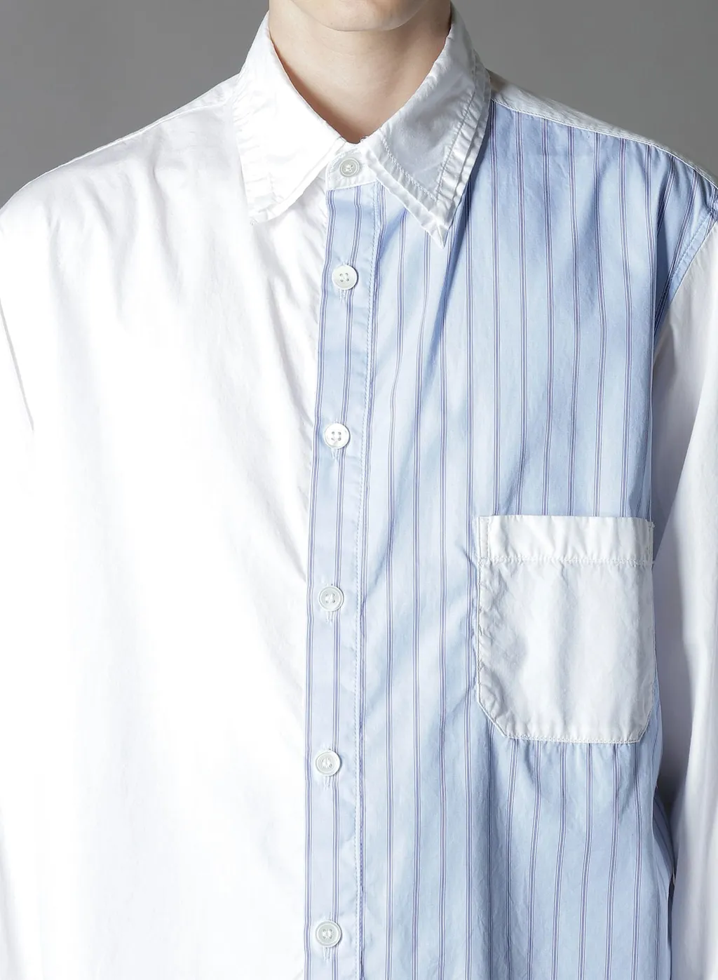 Cotton Broad + Stripe Switching Long Sleeve Shirts