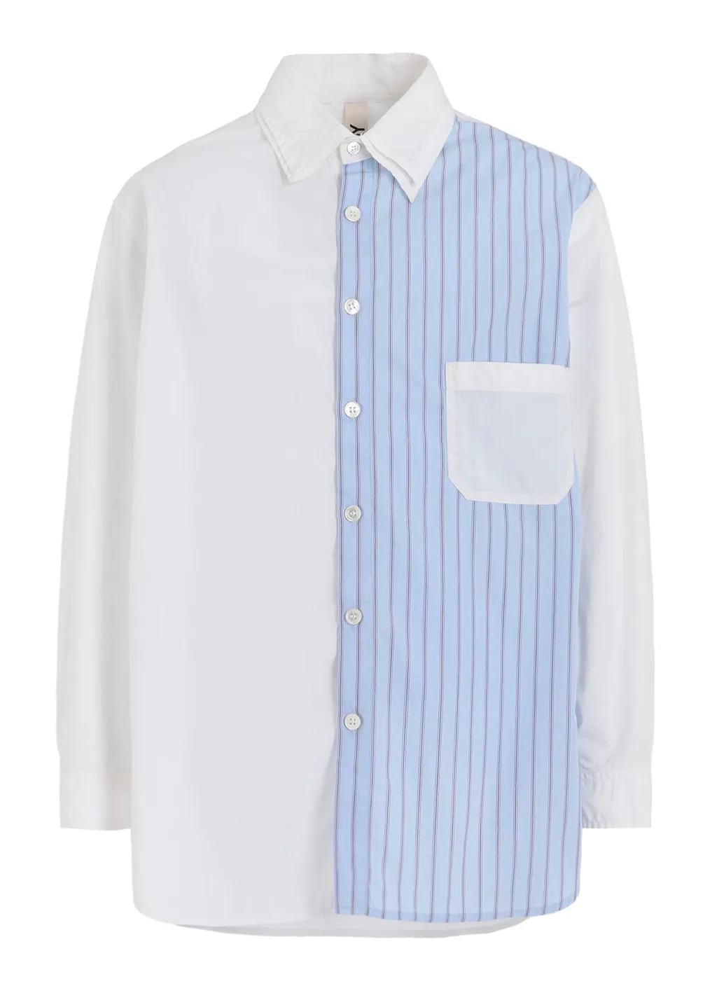 Cotton Broad + Stripe Switching Long Sleeve Shirts
