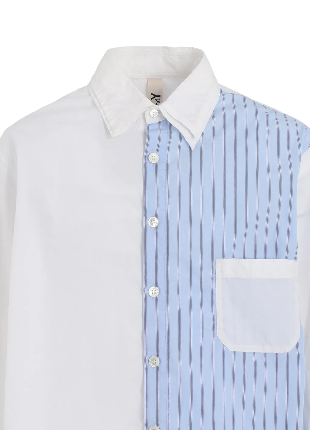 Cotton Broad + Stripe Switching Long Sleeve Shirts