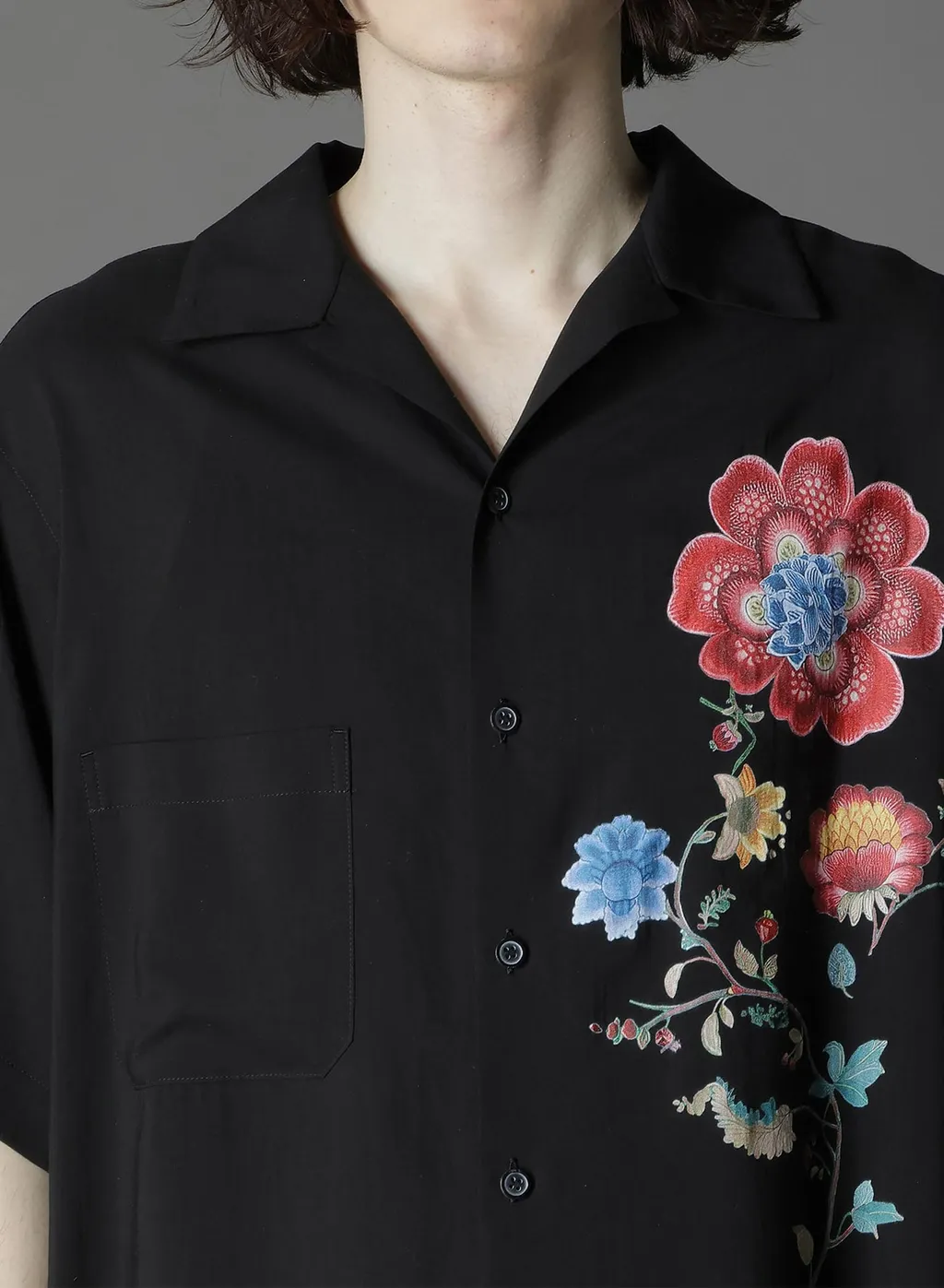 Cellulose Lawn Chinese Flower Aloha Shirt