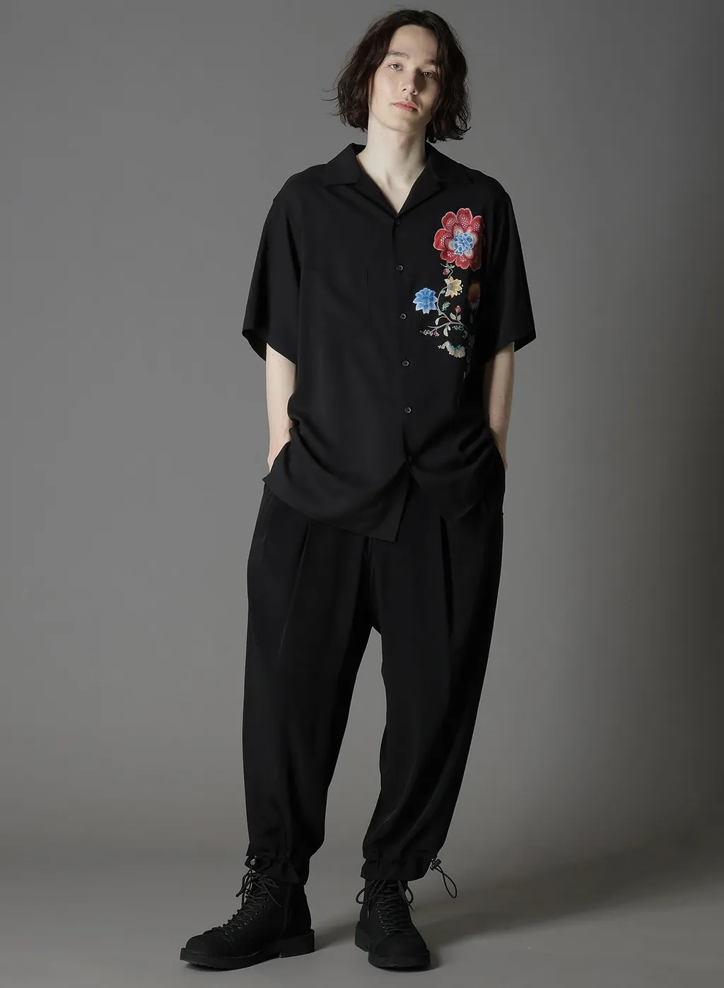 Cellulose Lawn Chinese Flower Aloha Shirt