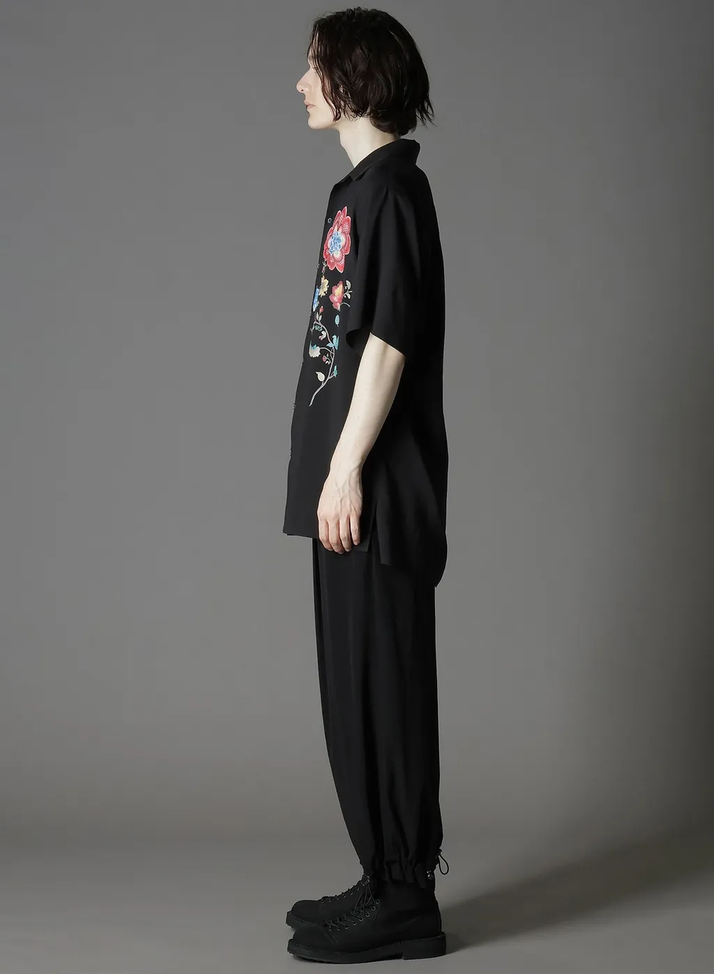Cellulose Lawn Chinese Flower Aloha Shirt
