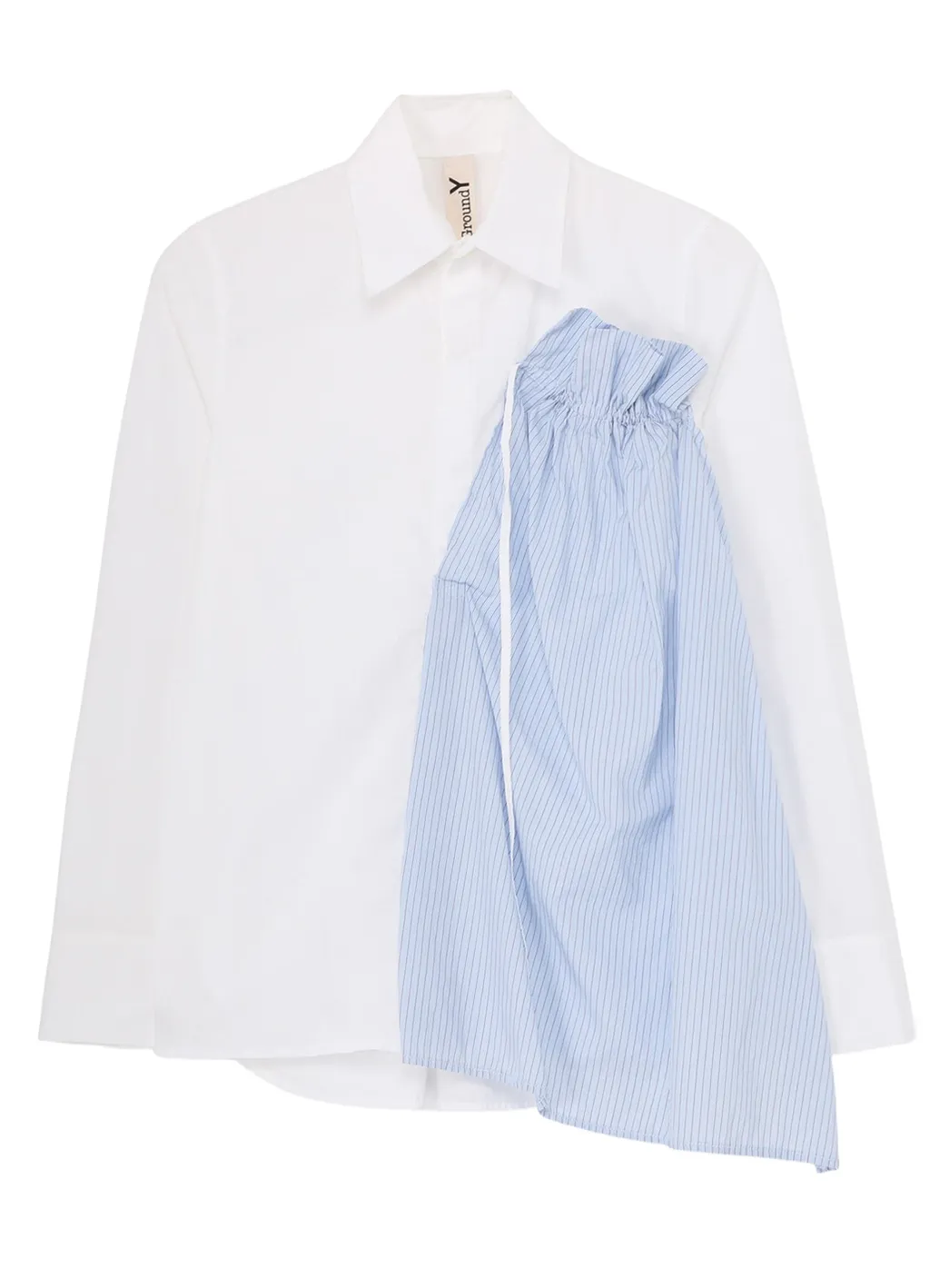 Cotton Broad + Stripe Switching Gather Shirts