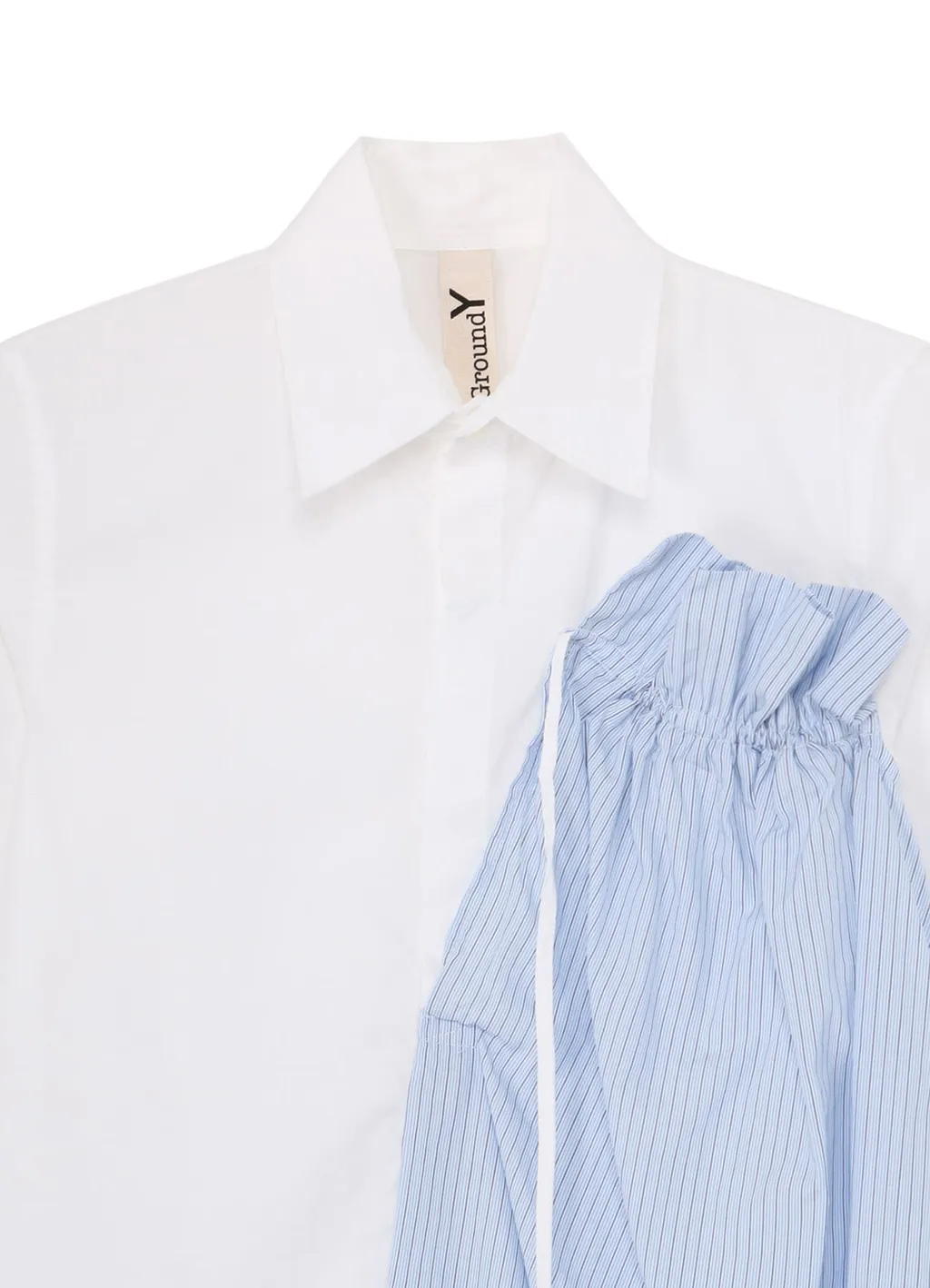 Cotton Broad + Stripe Switching Gather Shirts