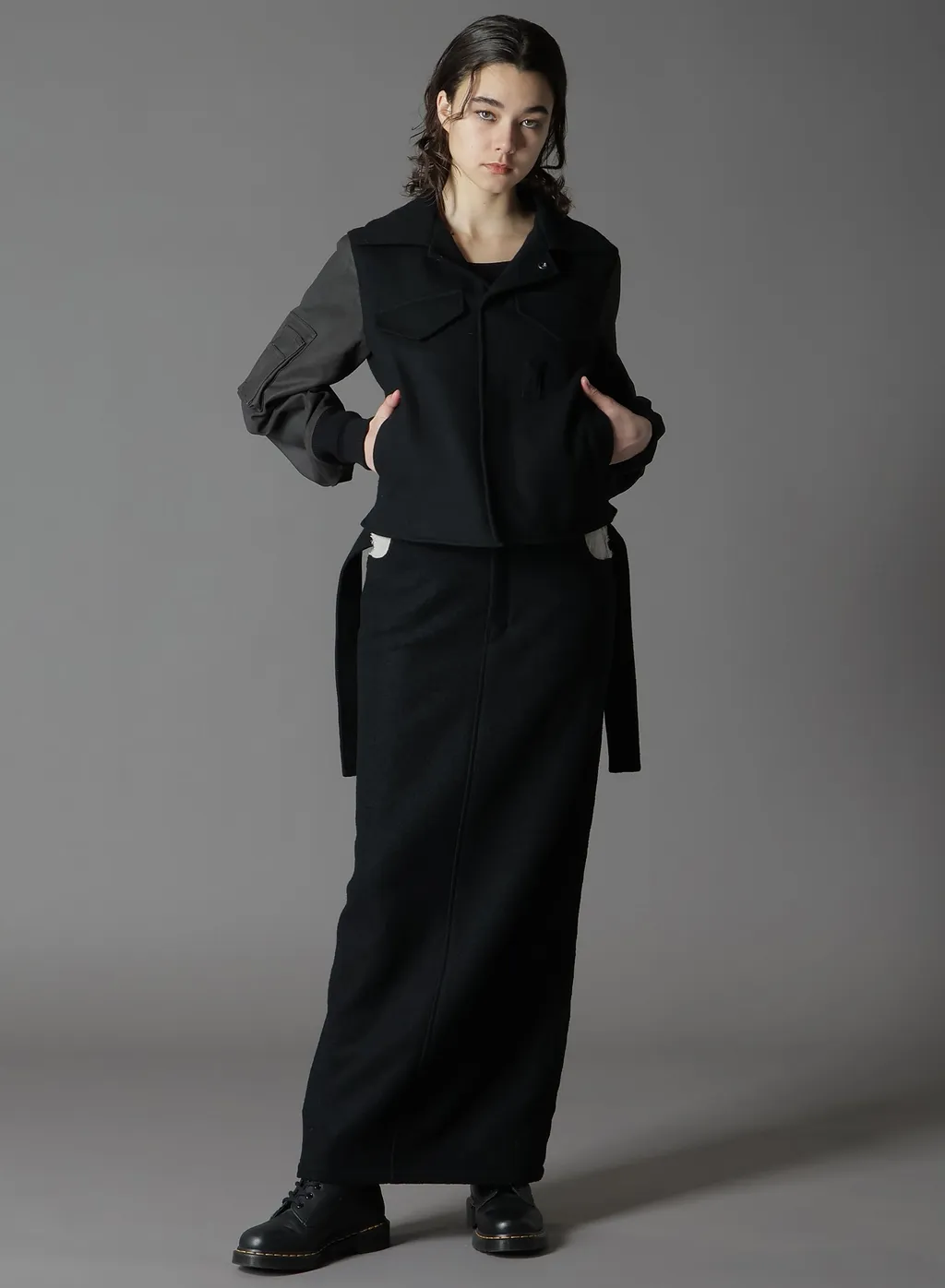 Wool Compressed Boucle Tight Skirts