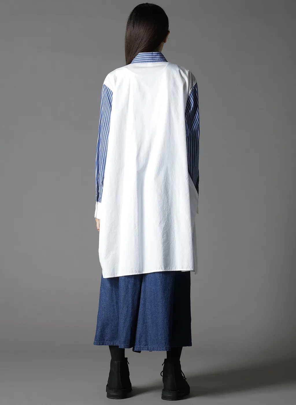Cotton Broad + Stripe Switching Non Fusible Shirts