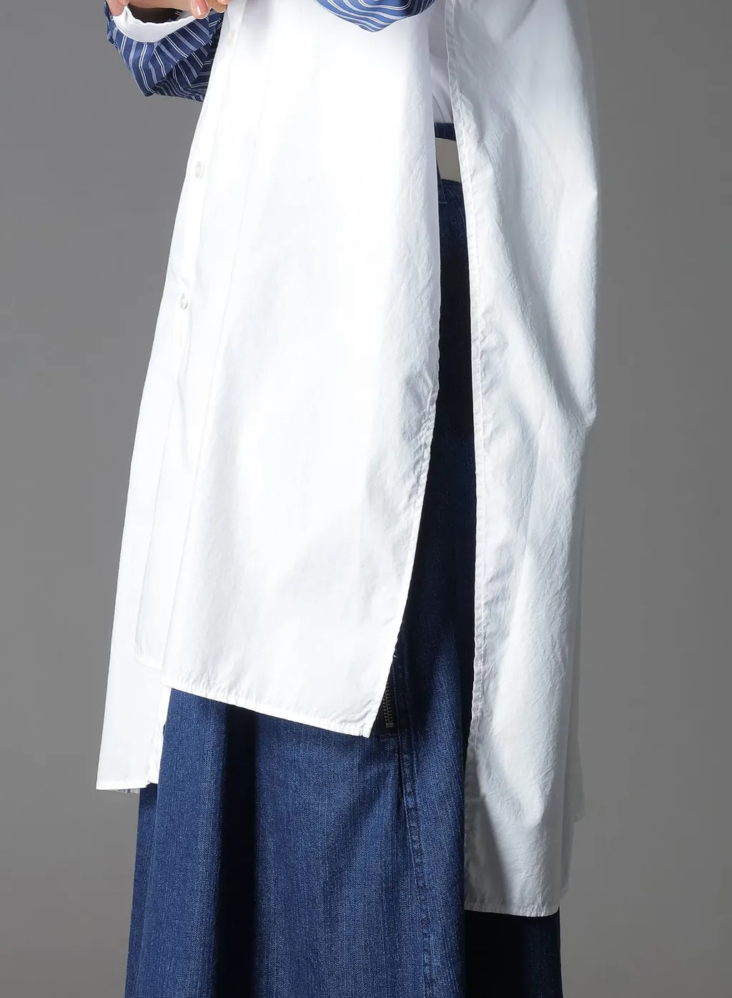 Cotton Broad + Stripe Switching Non Fusible Shirts