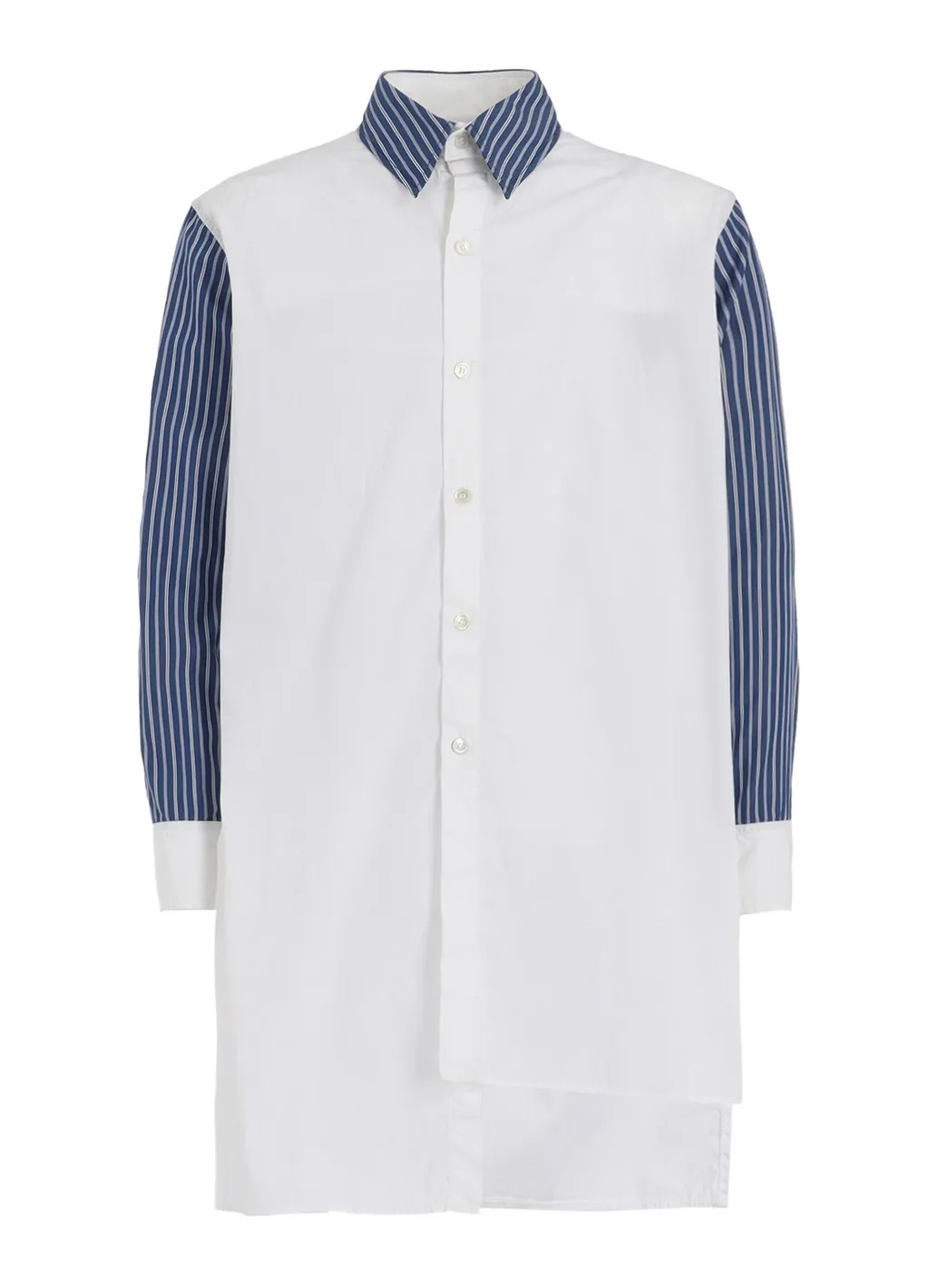 Cotton Broad + Stripe Switching Non Fusible Shirts