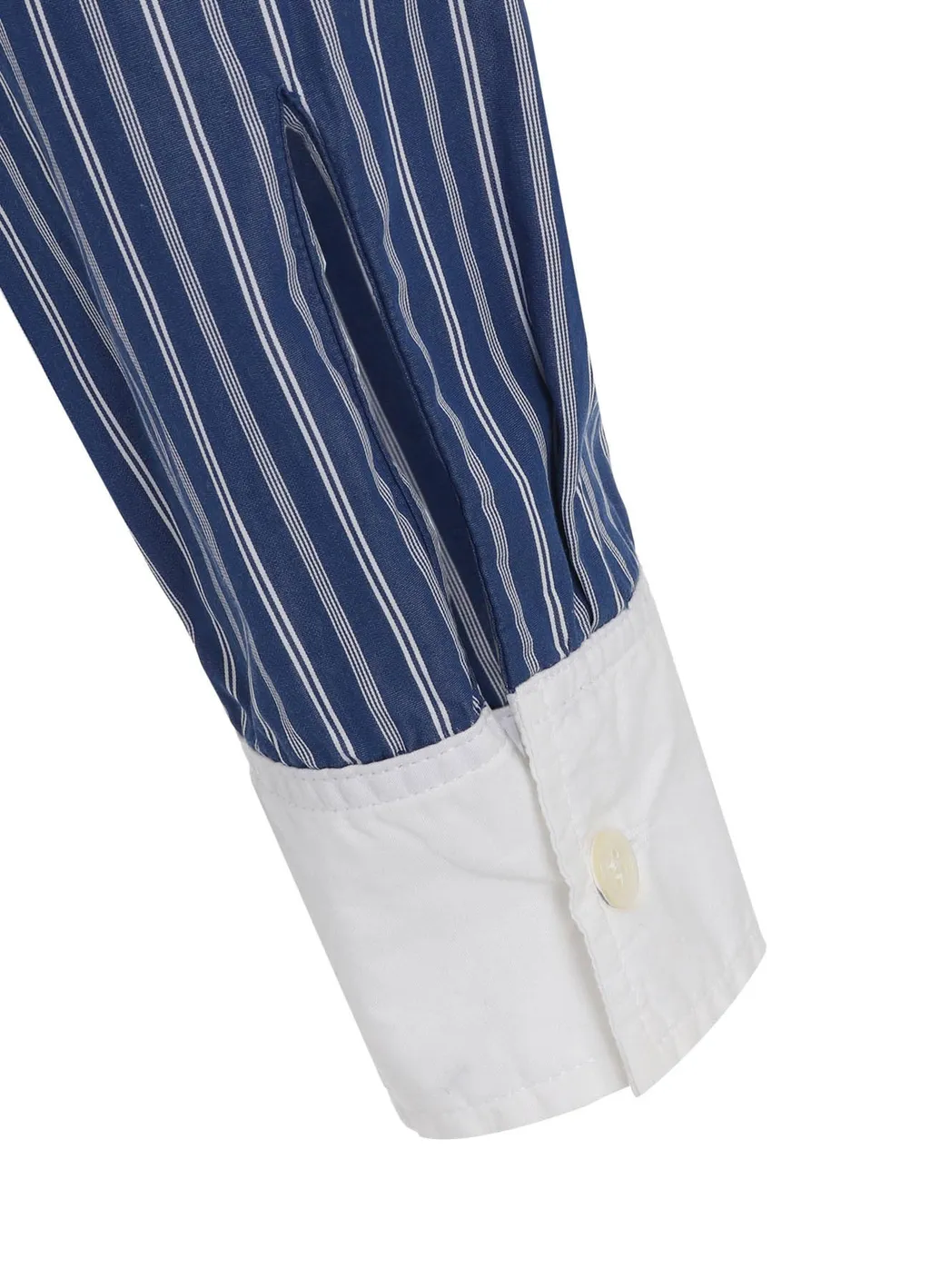 Cotton Broad + Stripe Switching Non Fusible Shirts