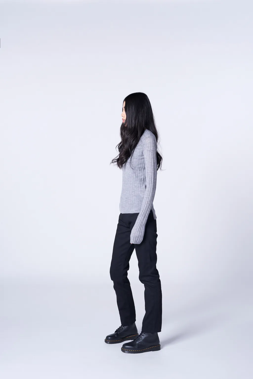 Wool Crew Neck Rib Knit