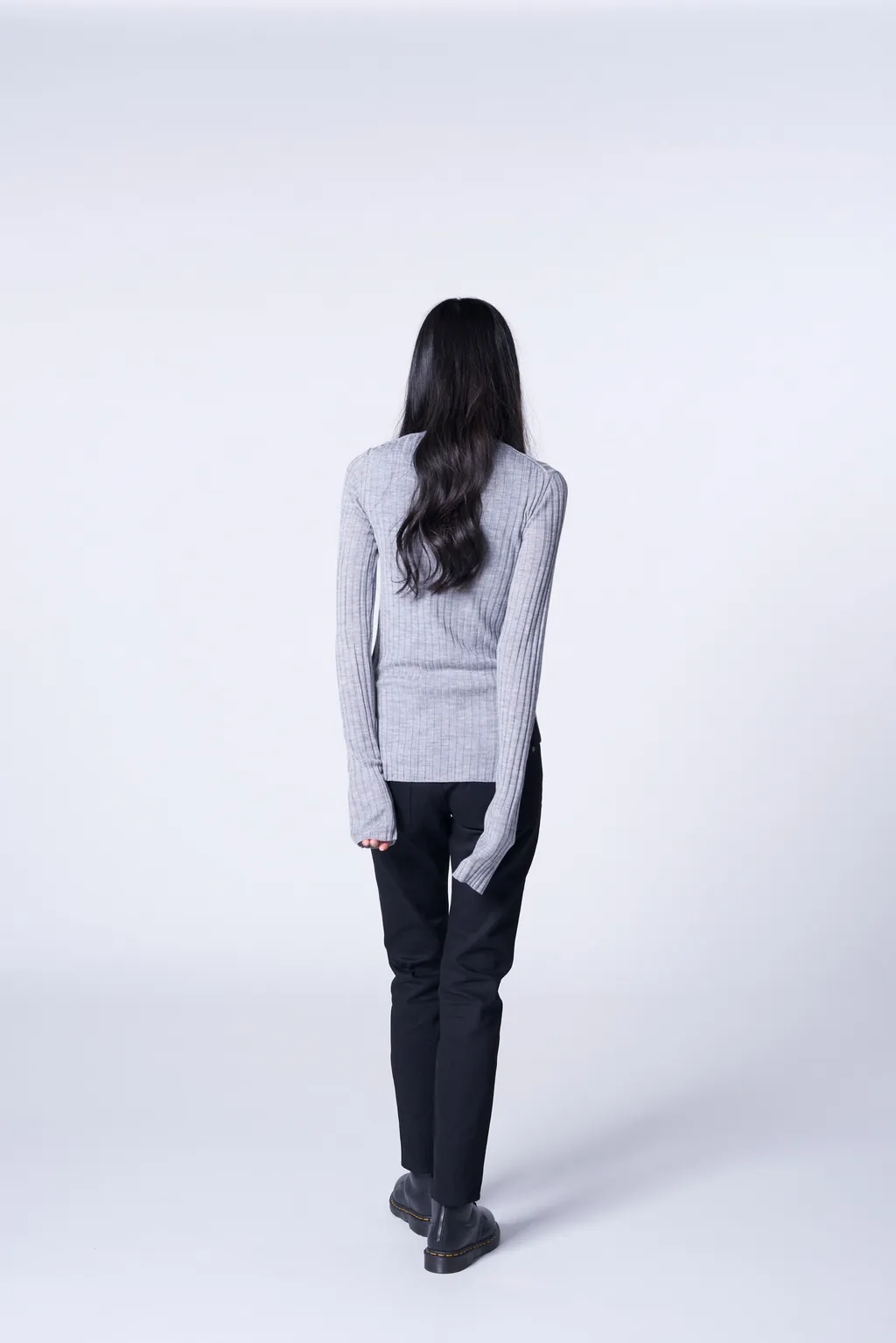 Wool Crew Neck Rib Knit