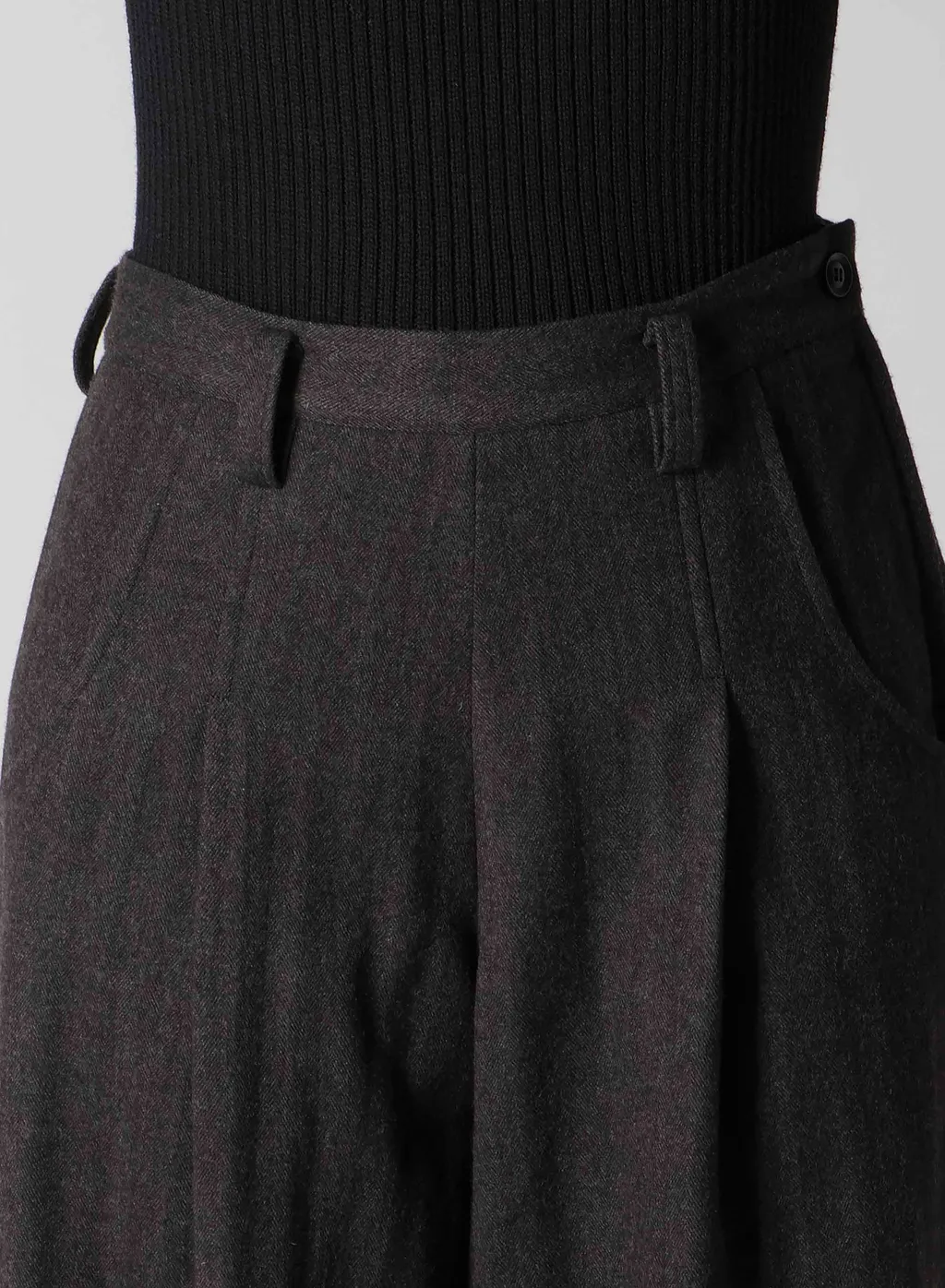 W/Ny Herringbone Single Tuck Pants