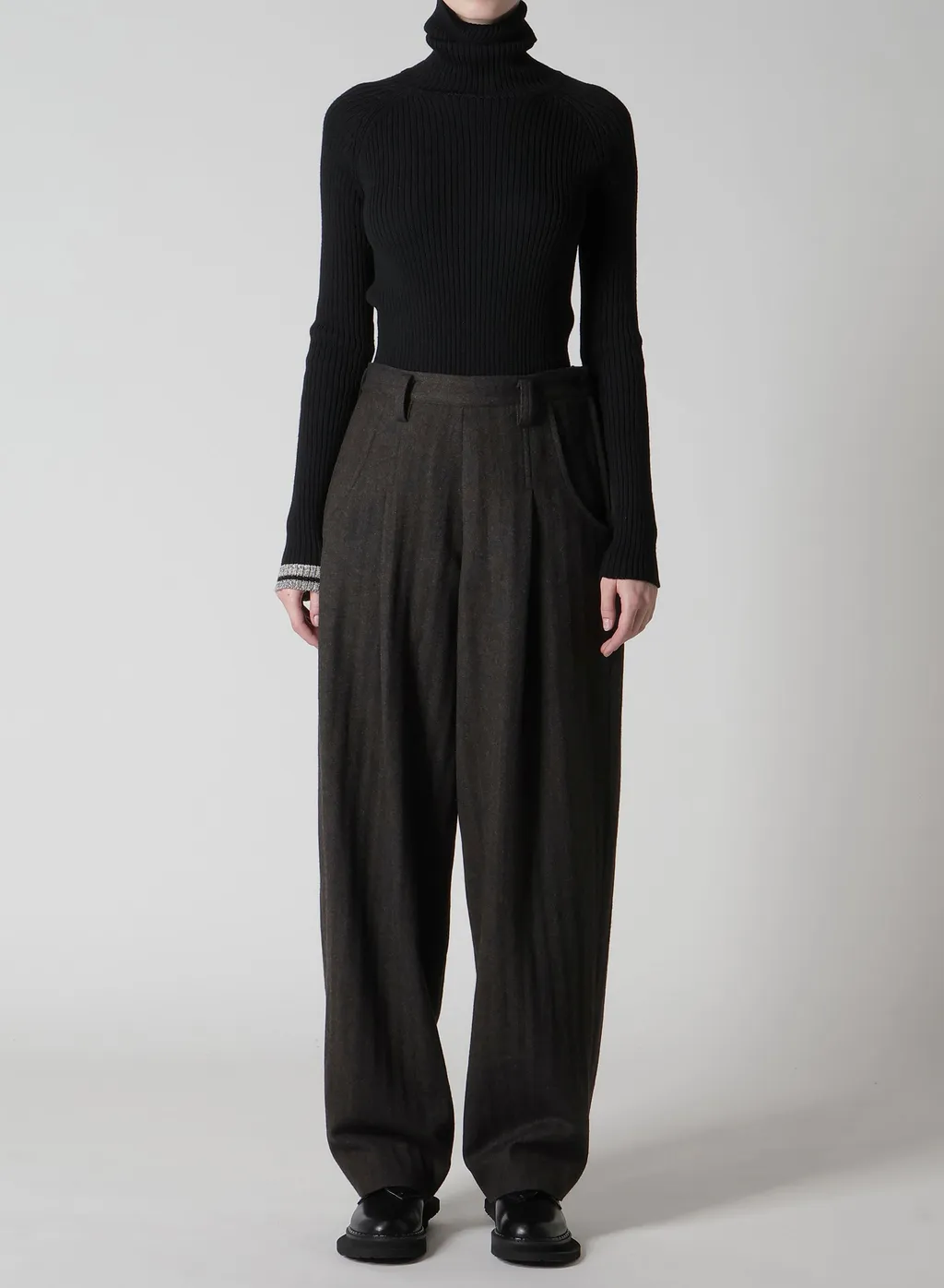 W/Ny Herringbone Single Tuck Pants