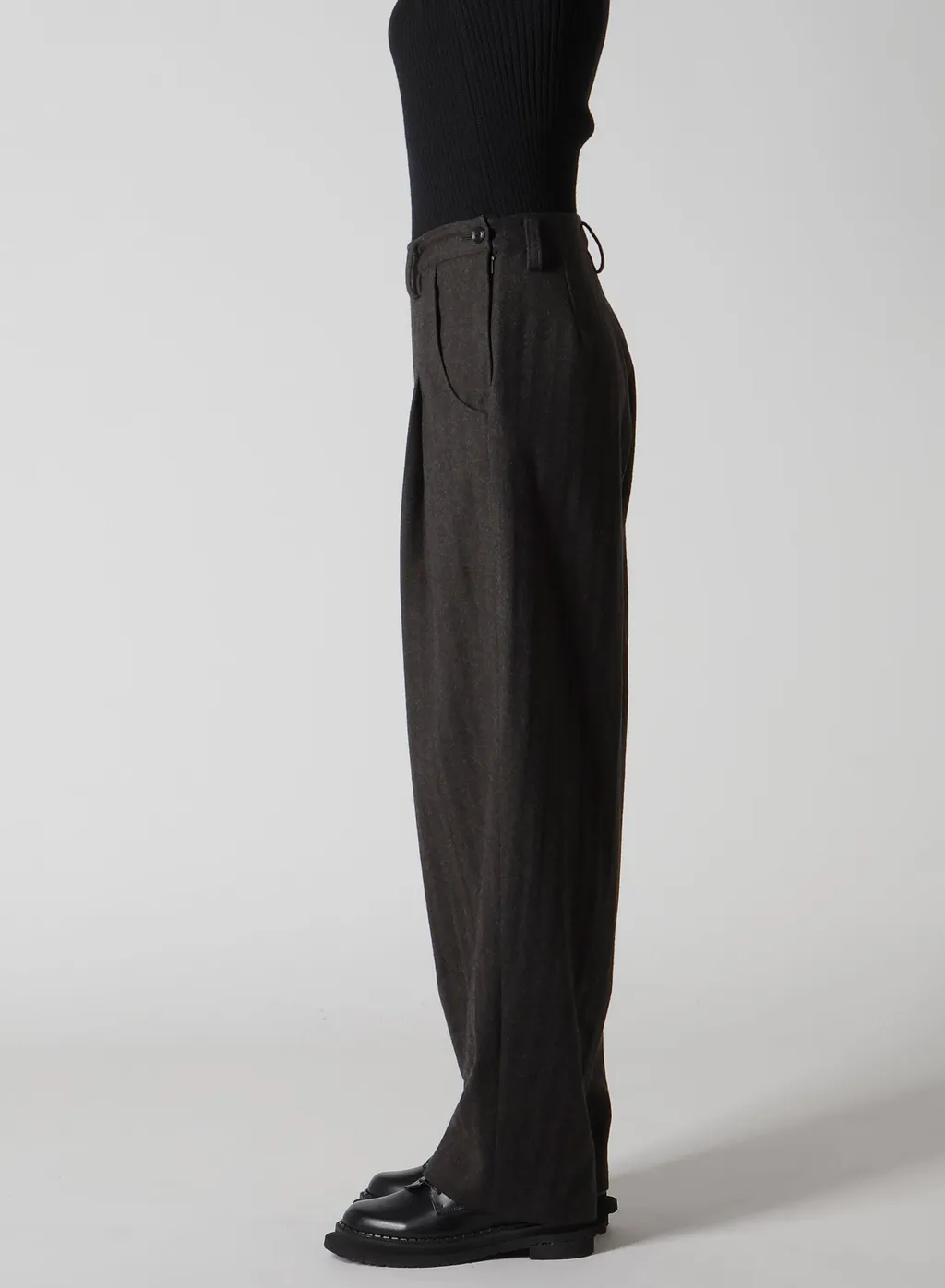 W/Ny Herringbone Single Tuck Pants