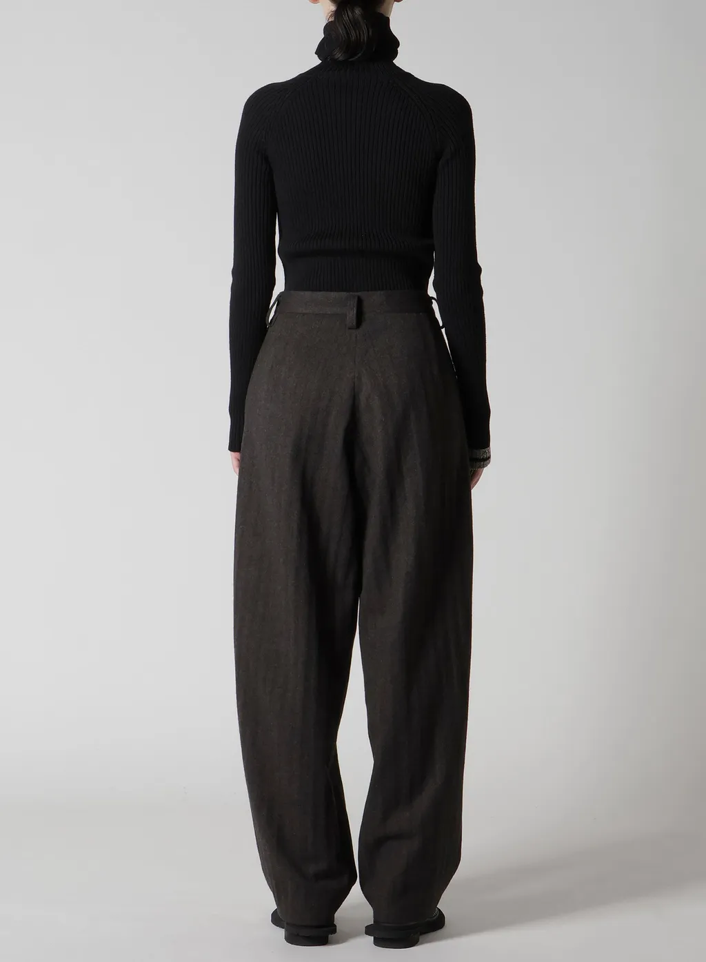 W/Ny Herringbone Single Tuck Pants