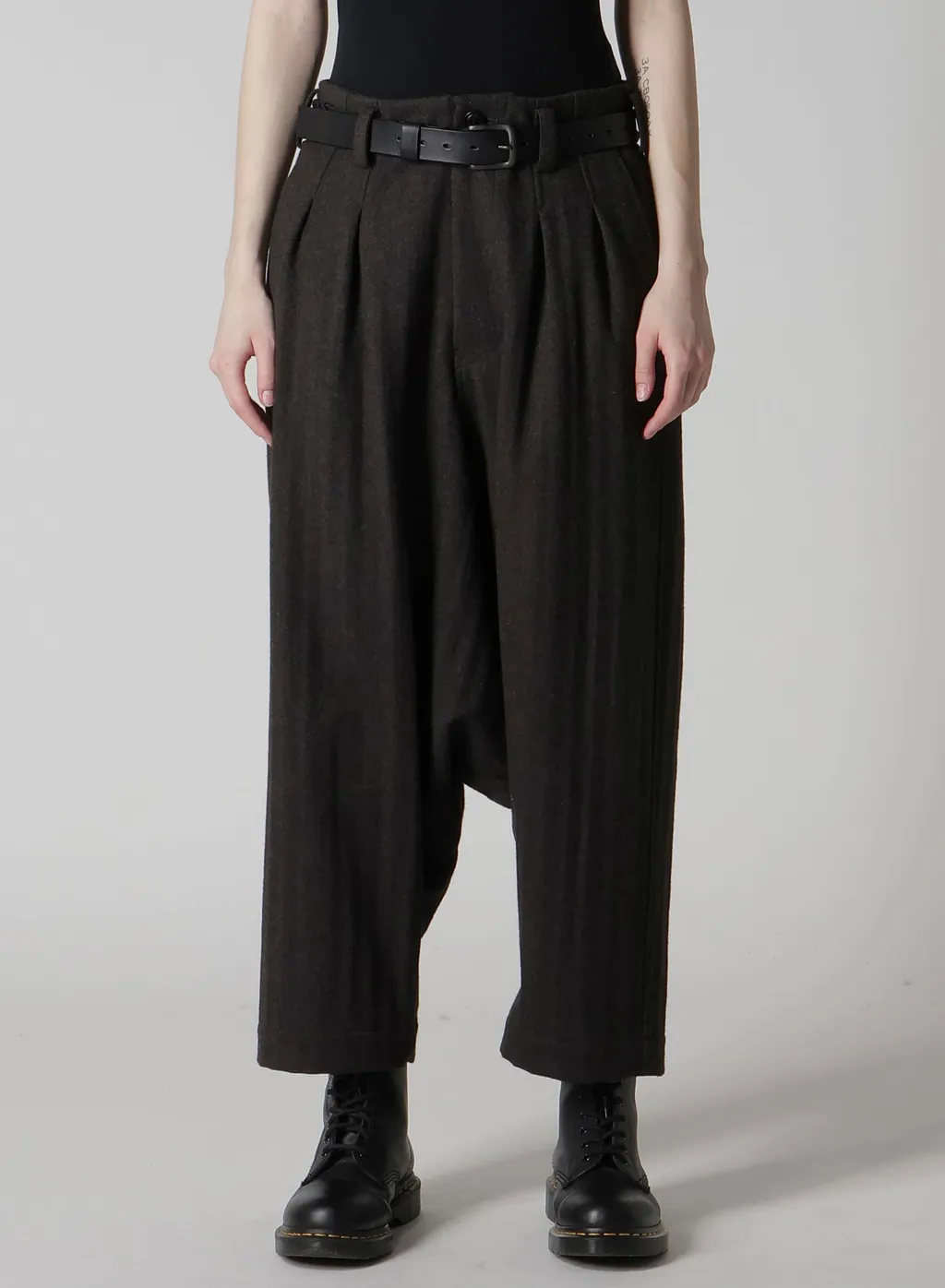 W/Ny Herringbone 2-Tuck Sarouel Pants