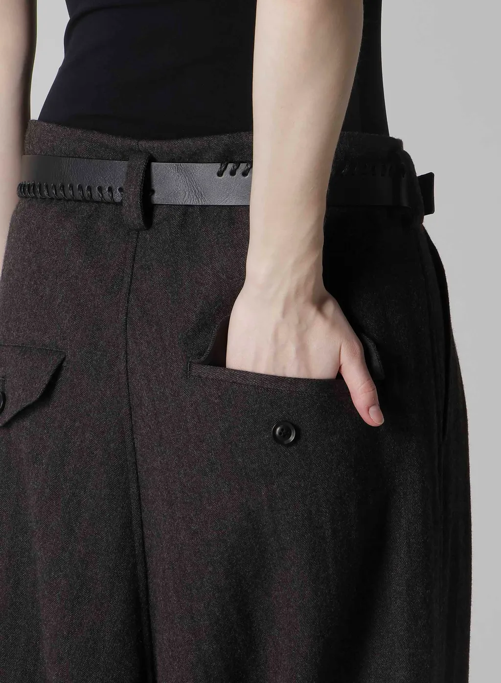W/Ny Herringbone 2-Tuck Sarouel Pants