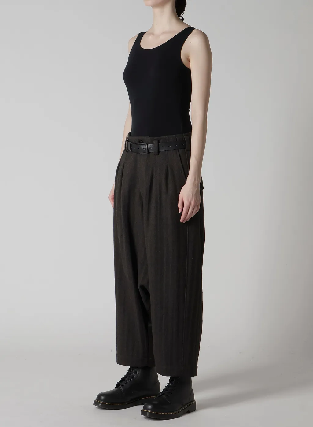 W/Ny Herringbone 2-Tuck Sarouel Pants