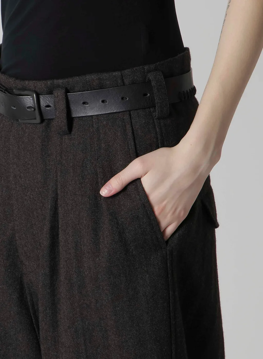 W/Ny Herringbone 2-Tuck Sarouel Pants