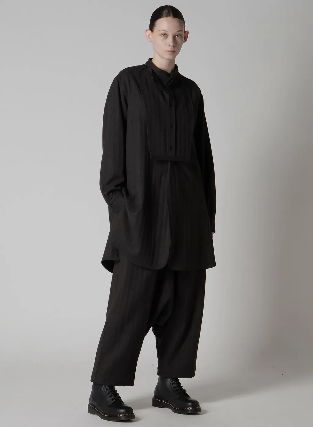 W/Ny Herringbone 2-Tuck Sarouel Pants