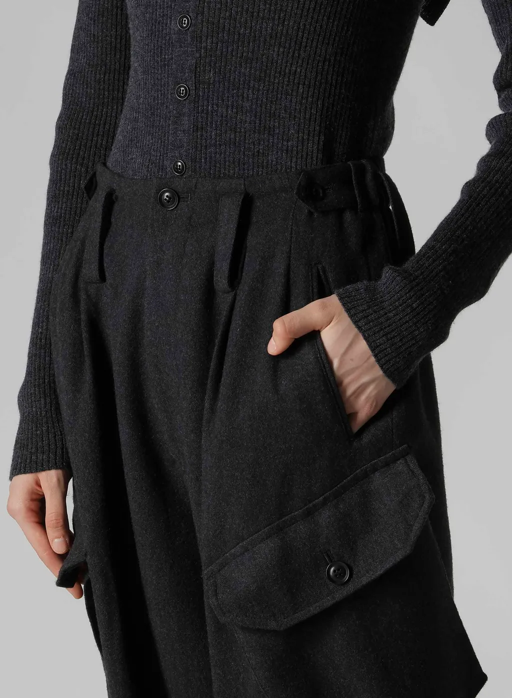 W/Ny Herringbone Rib Hem Pants
