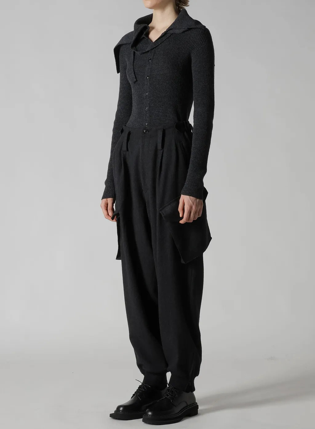 W/Ny Herringbone Rib Hem Pants