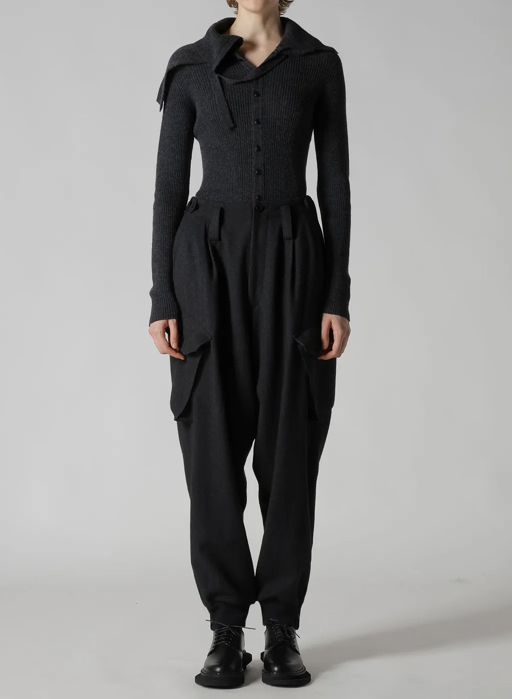 W/Ny Herringbone Rib Hem Pants