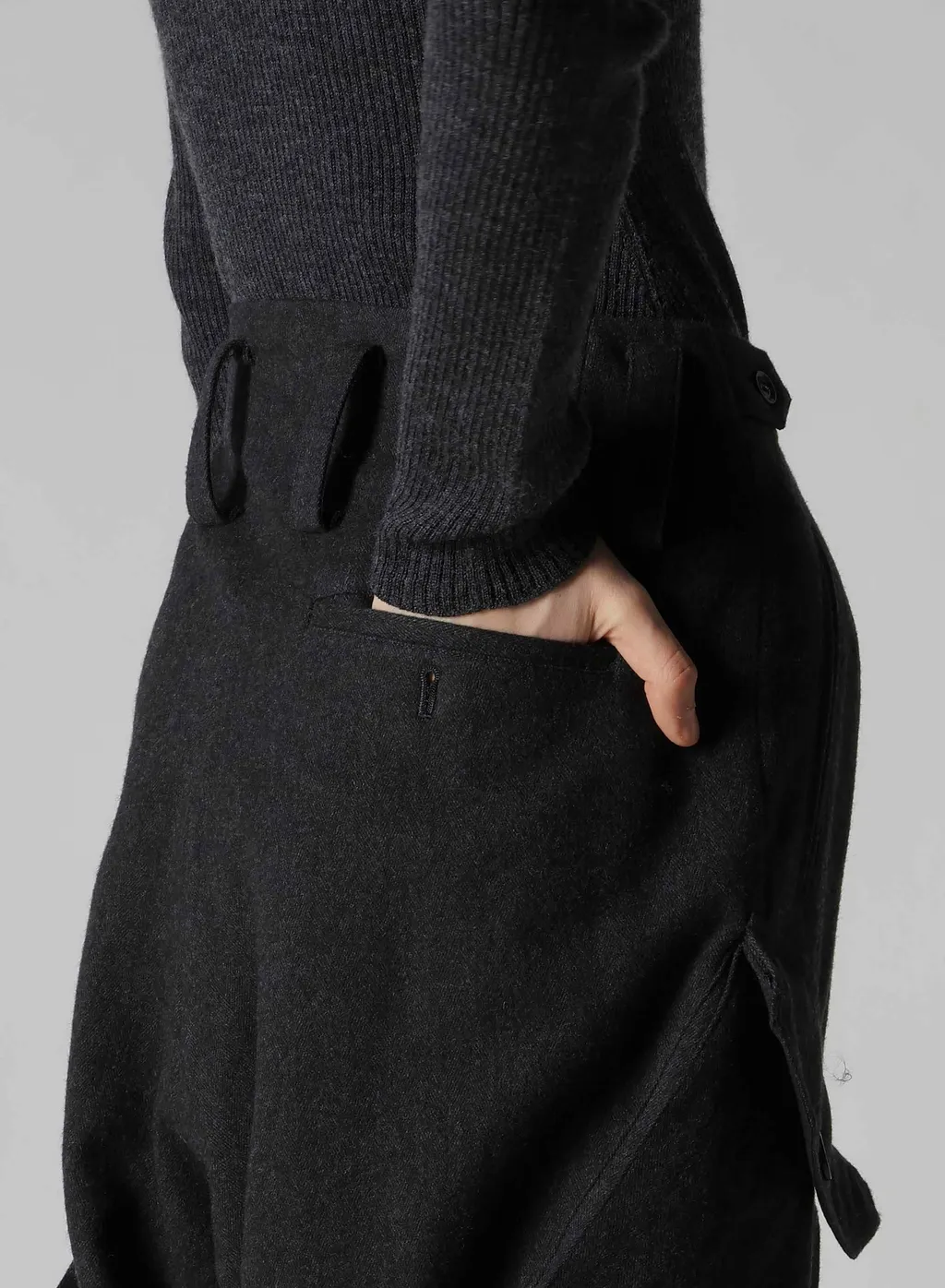 W/Ny Herringbone Rib Hem Pants