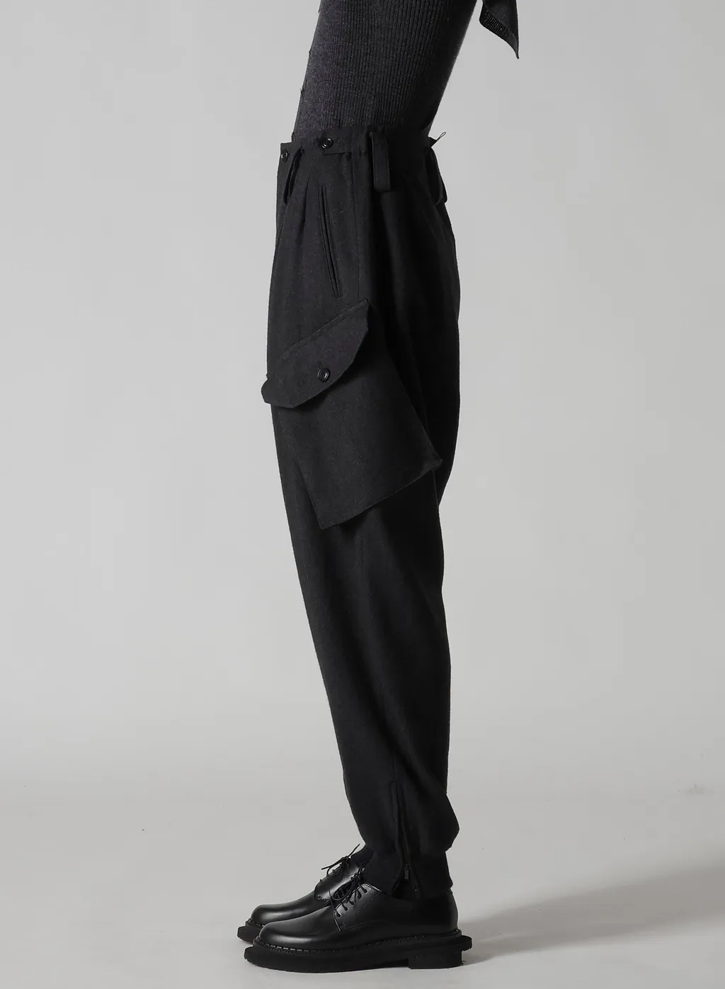 W/Ny Herringbone Rib Hem Pants
