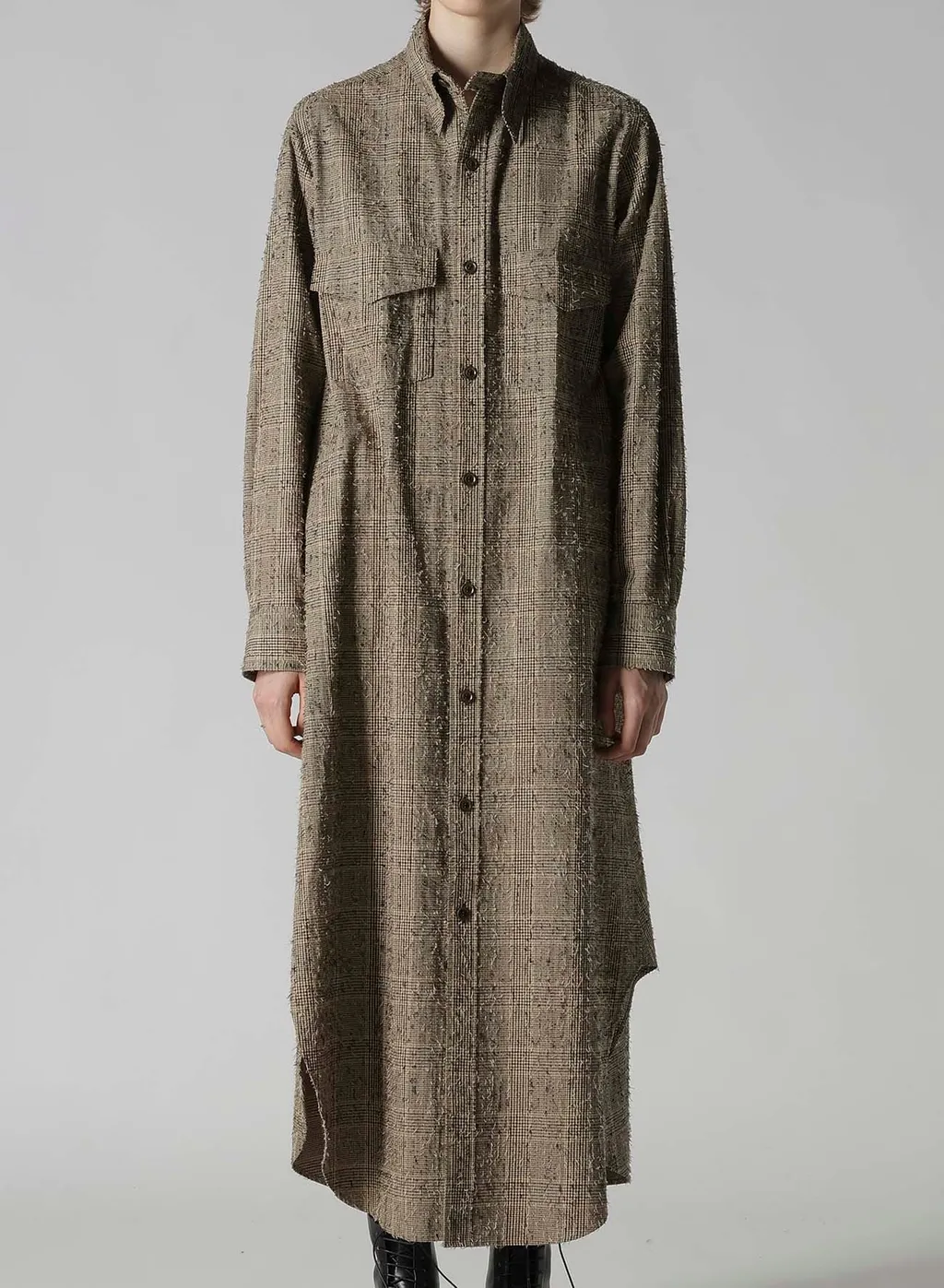 Needle-Punched Military Long Dress