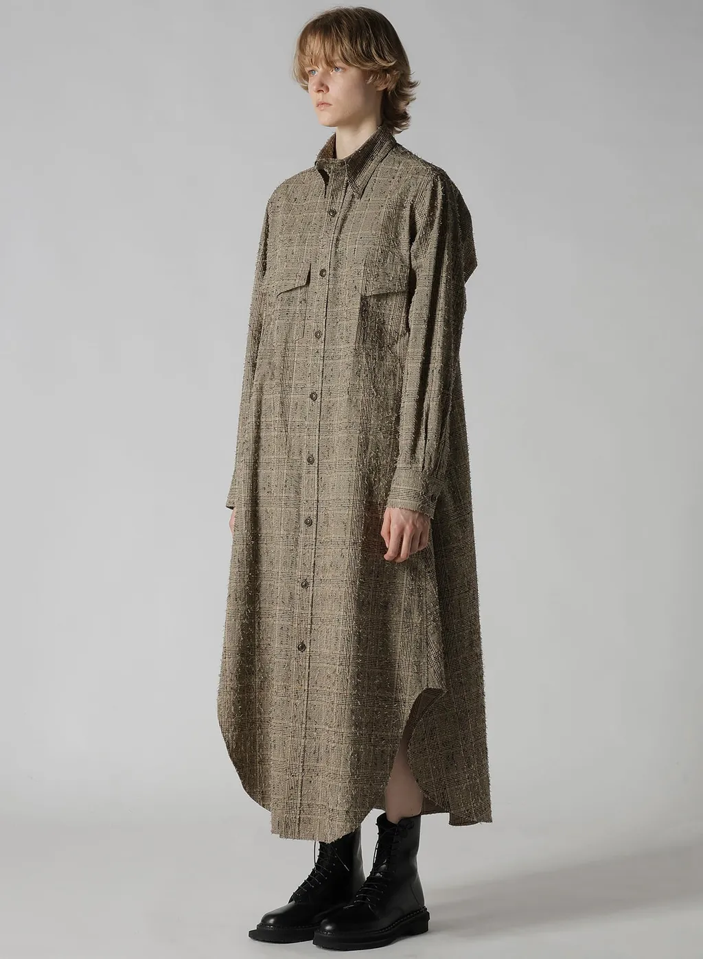 Needle-Punched Military Long Dress