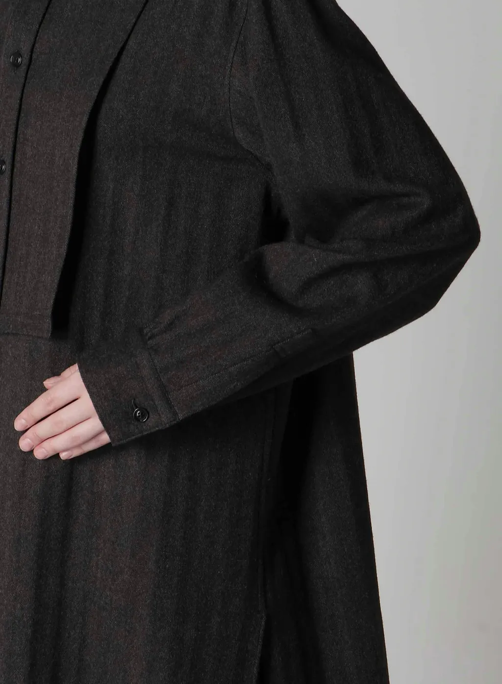 W/Ny Herringbone Front Cloth Blouse