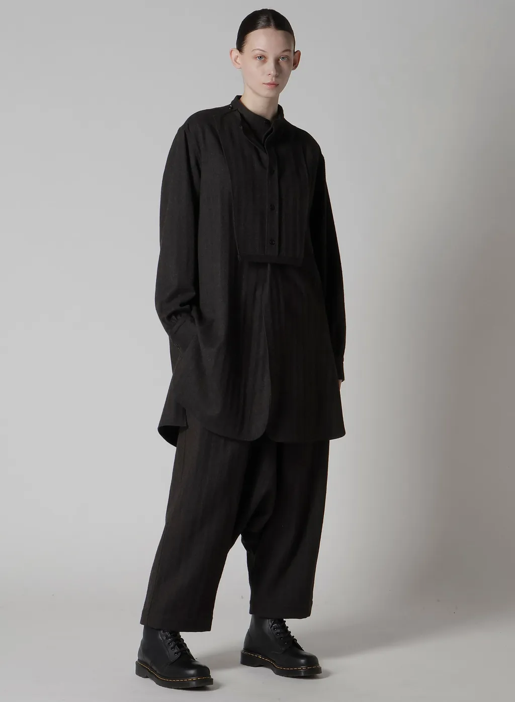 W/Ny Herringbone Front Cloth Blouse