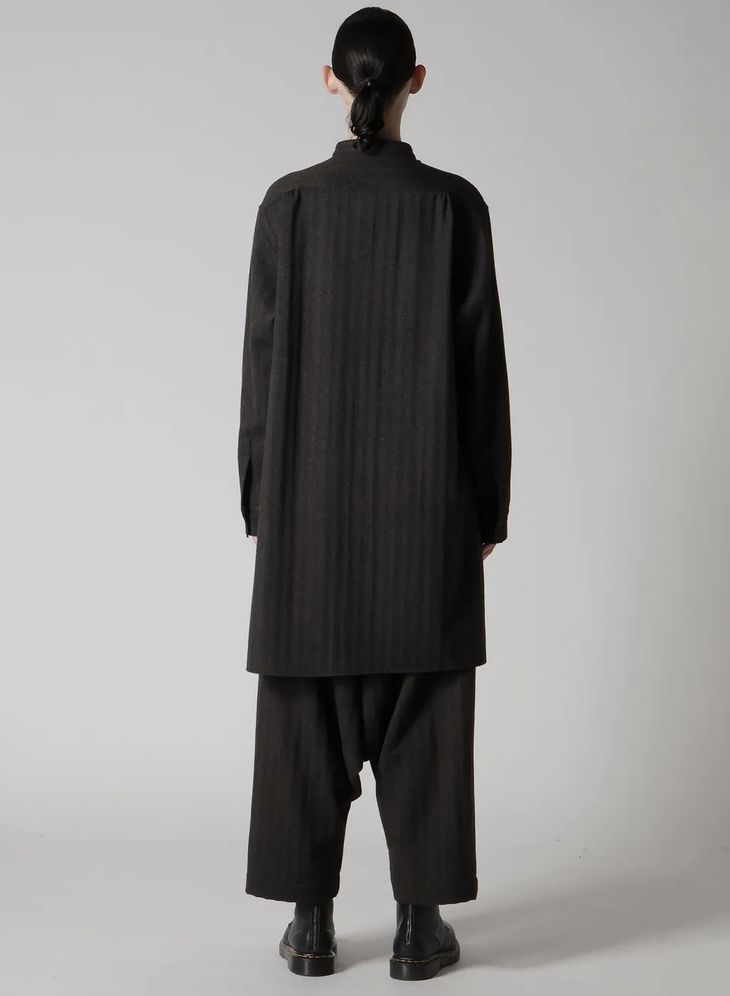 W/Ny Herringbone Front Cloth Blouse