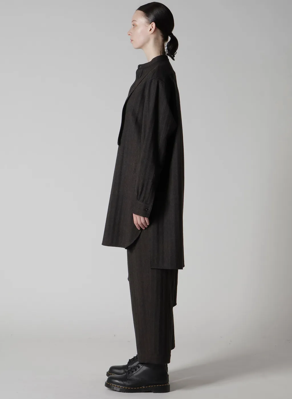 W/Ny Herringbone Front Cloth Blouse