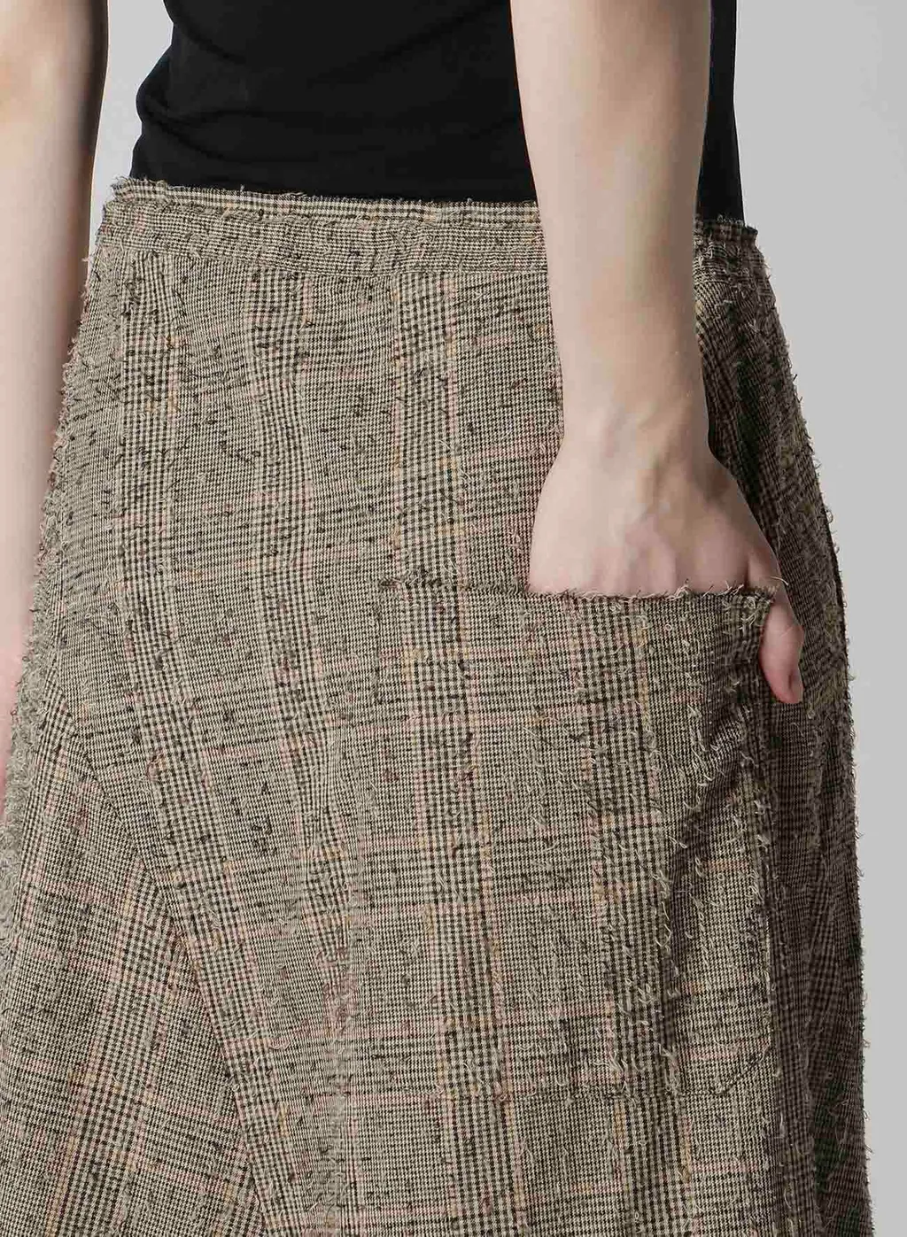 Needle-Punched Asymmetric Flare Pants