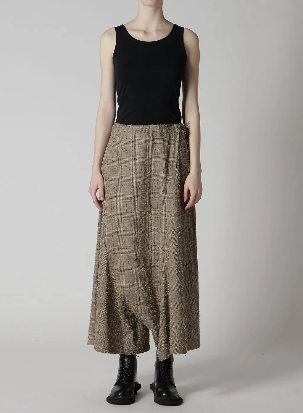 Needle-Punched Asymmetric Flare Pants