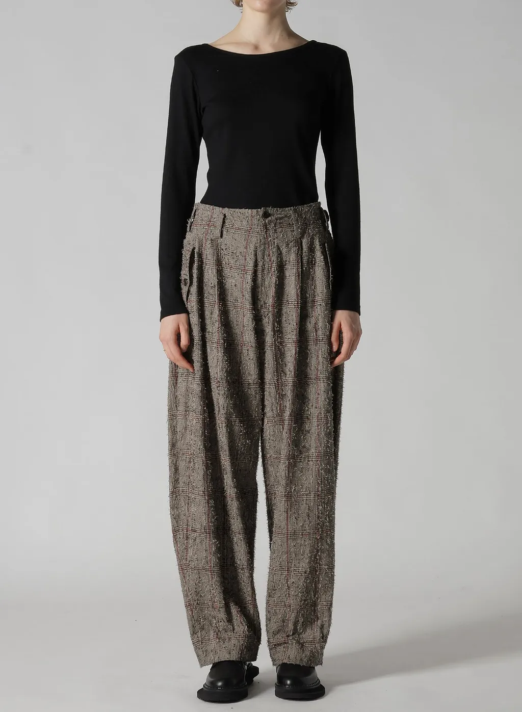 Needle-Punched Double Tuck Wide Pants