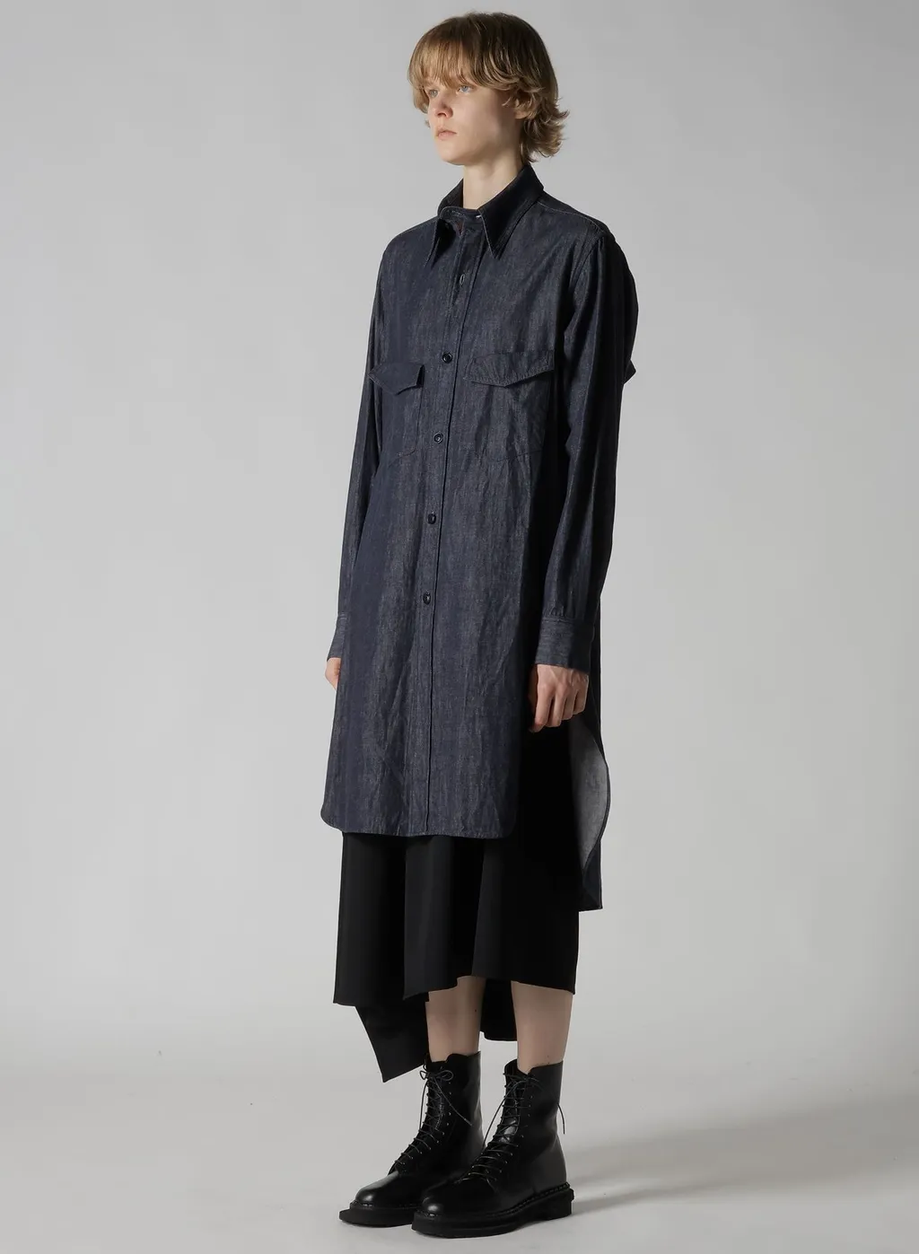 6Oz Denim Garment Finish Military Shirt Dress