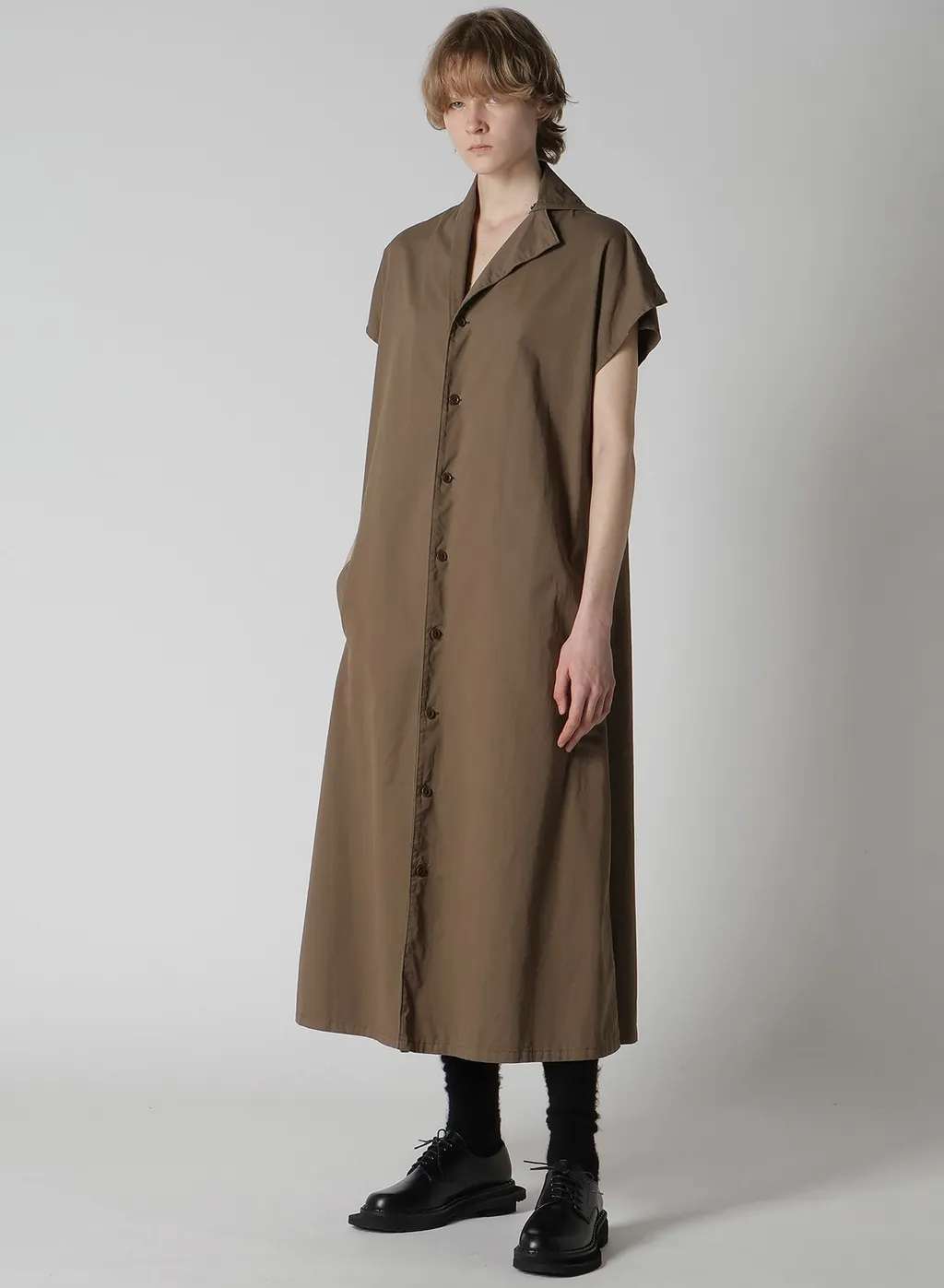 Cotton Twill Garment Dye French Sleeve Dress