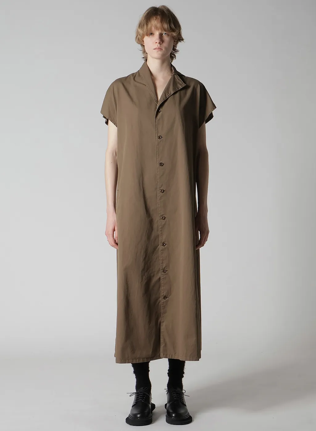 Cotton Twill Garment Dye French Sleeve Dress