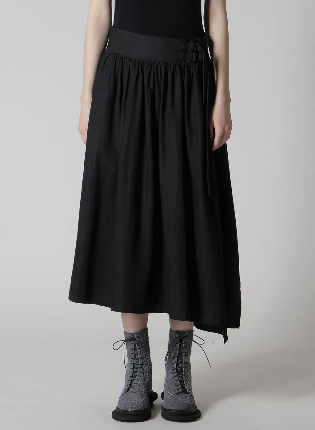 6Oz Denim Garmentfinish Asymmtric Gather Skirt