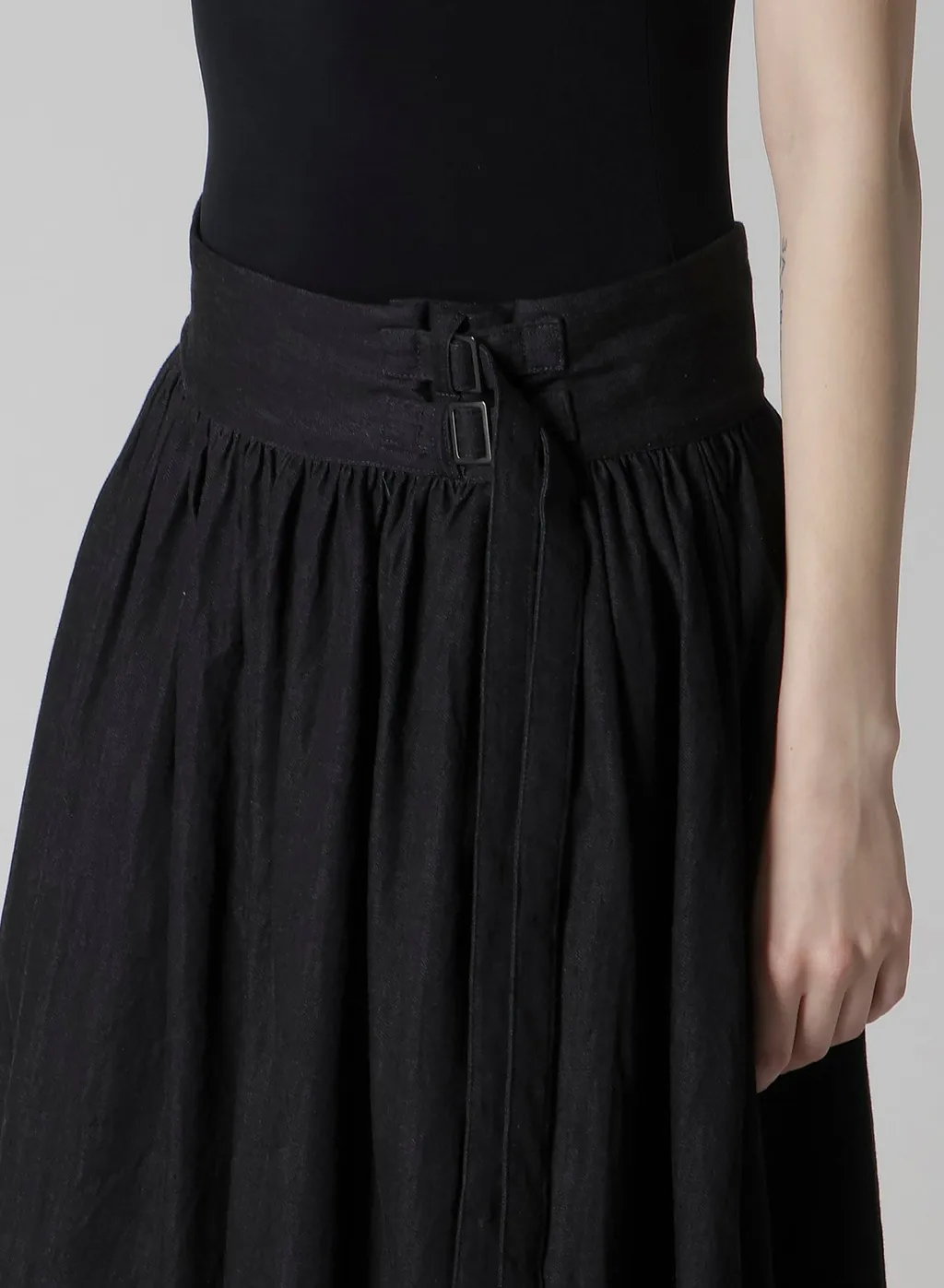 6Oz Denim Garmentfinish Asymmtric Gather Skirt