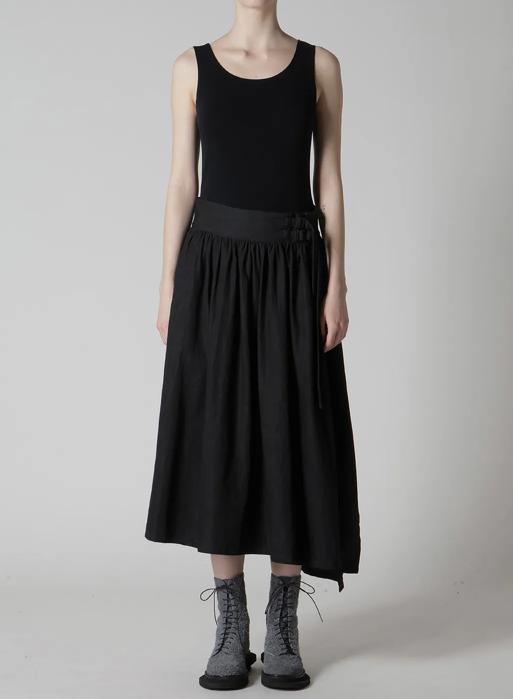 6Oz Denim Garmentfinish Asymmtric Gather Skirt