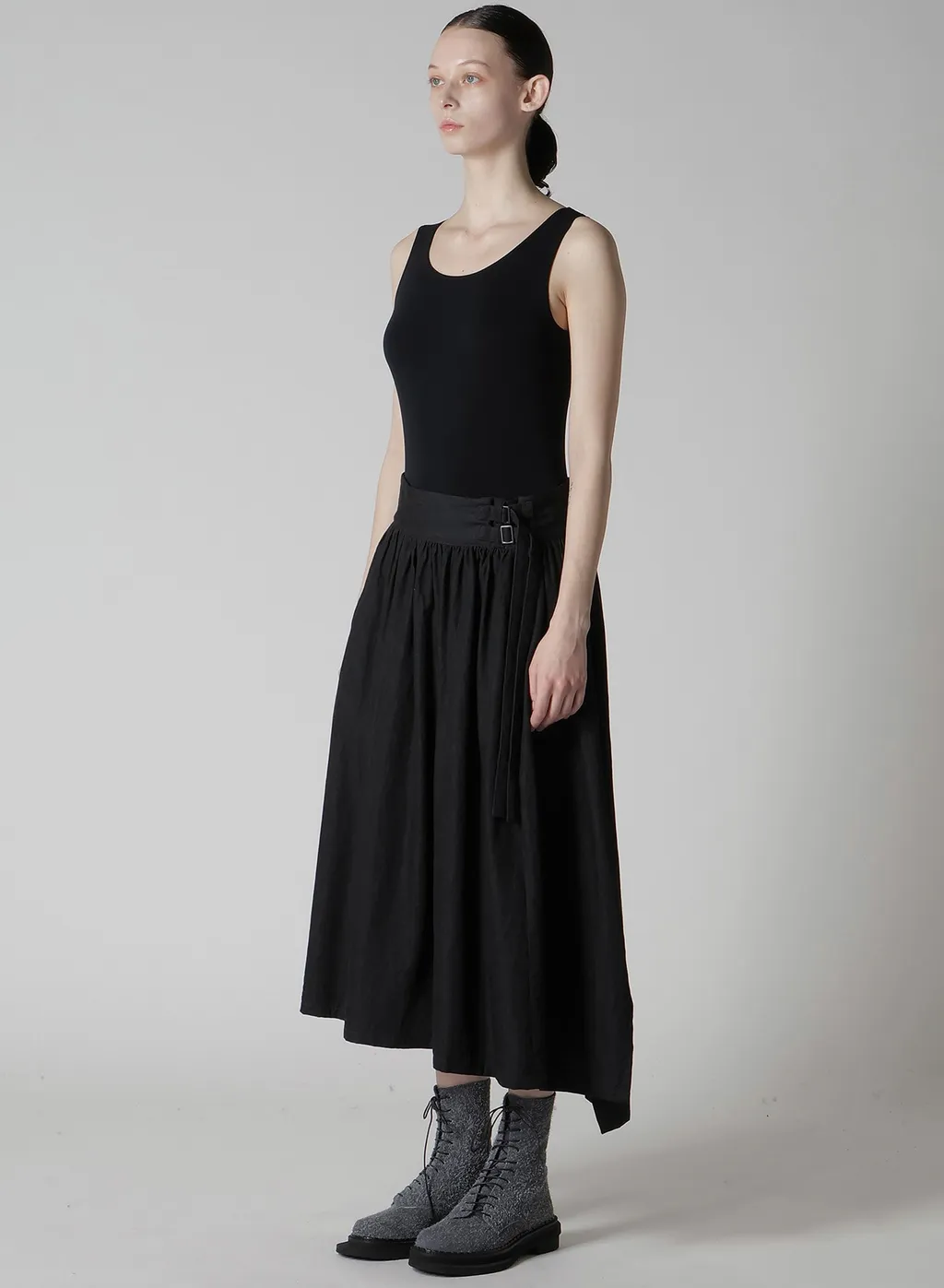 6Oz Denim Garmentfinish Asymmtric Gather Skirt