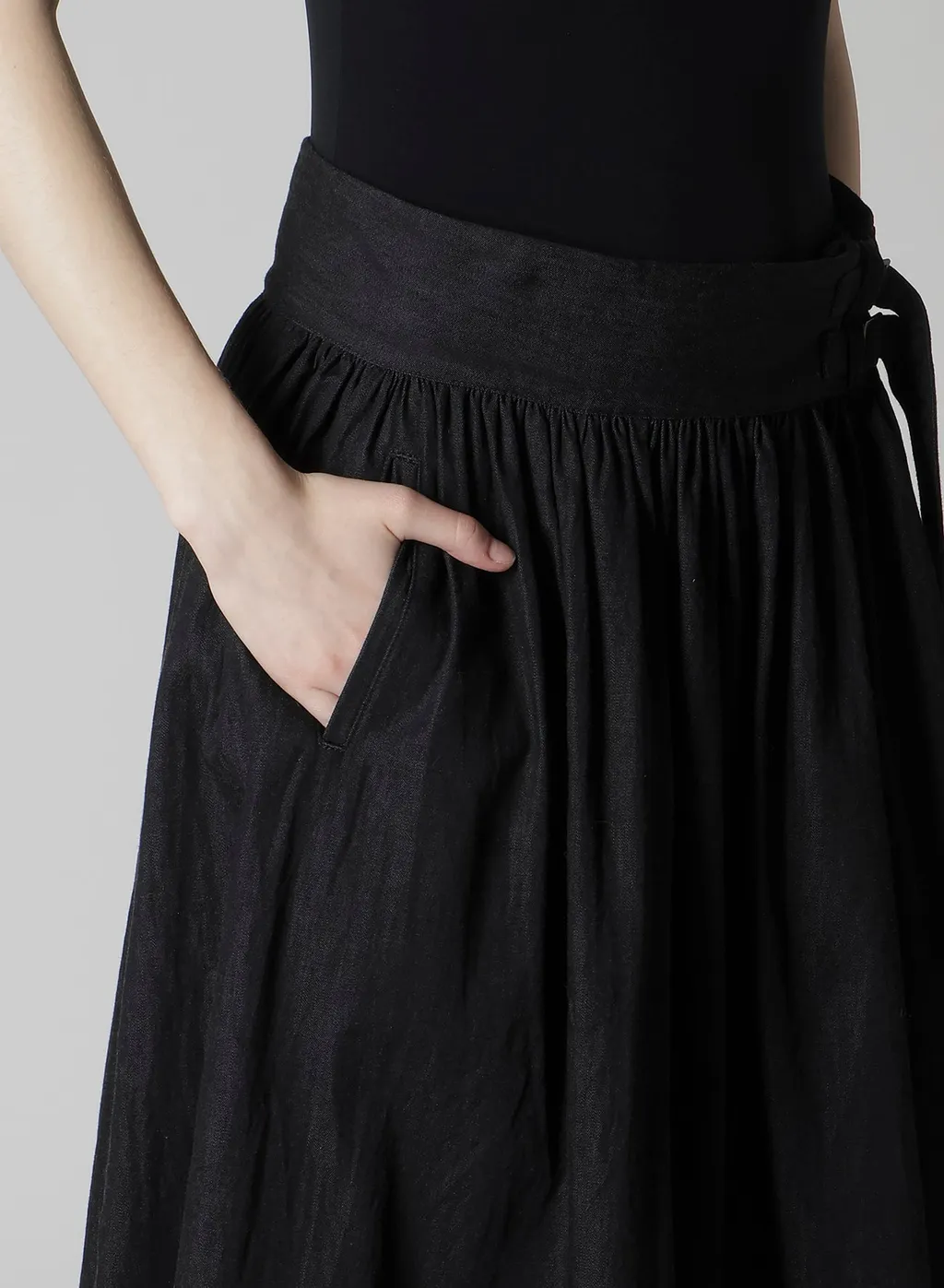 6Oz Denim Garmentfinish Asymmtric Gather Skirt