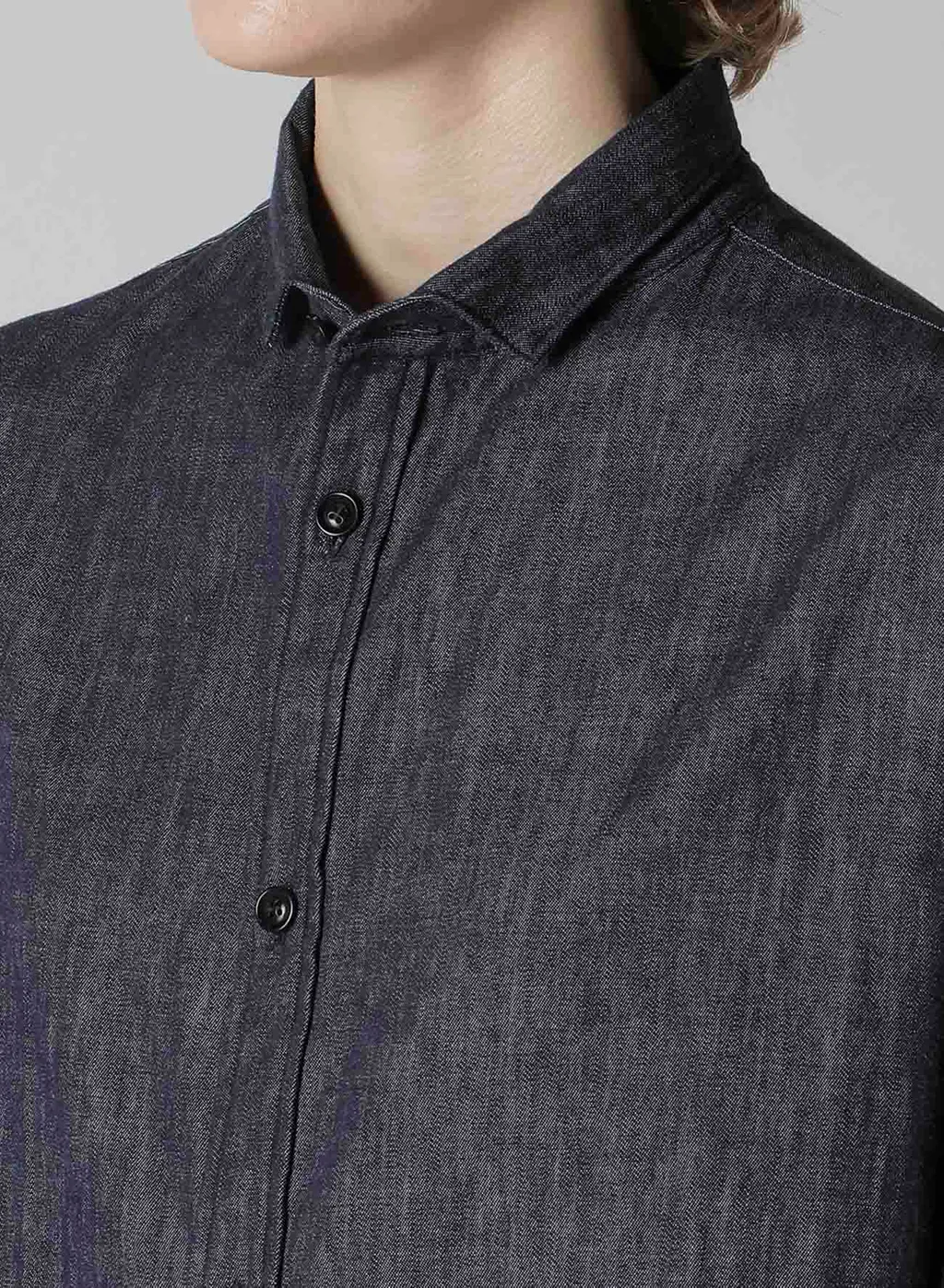 6Oz Denim Garmentfinish Design Collar Big Blouse